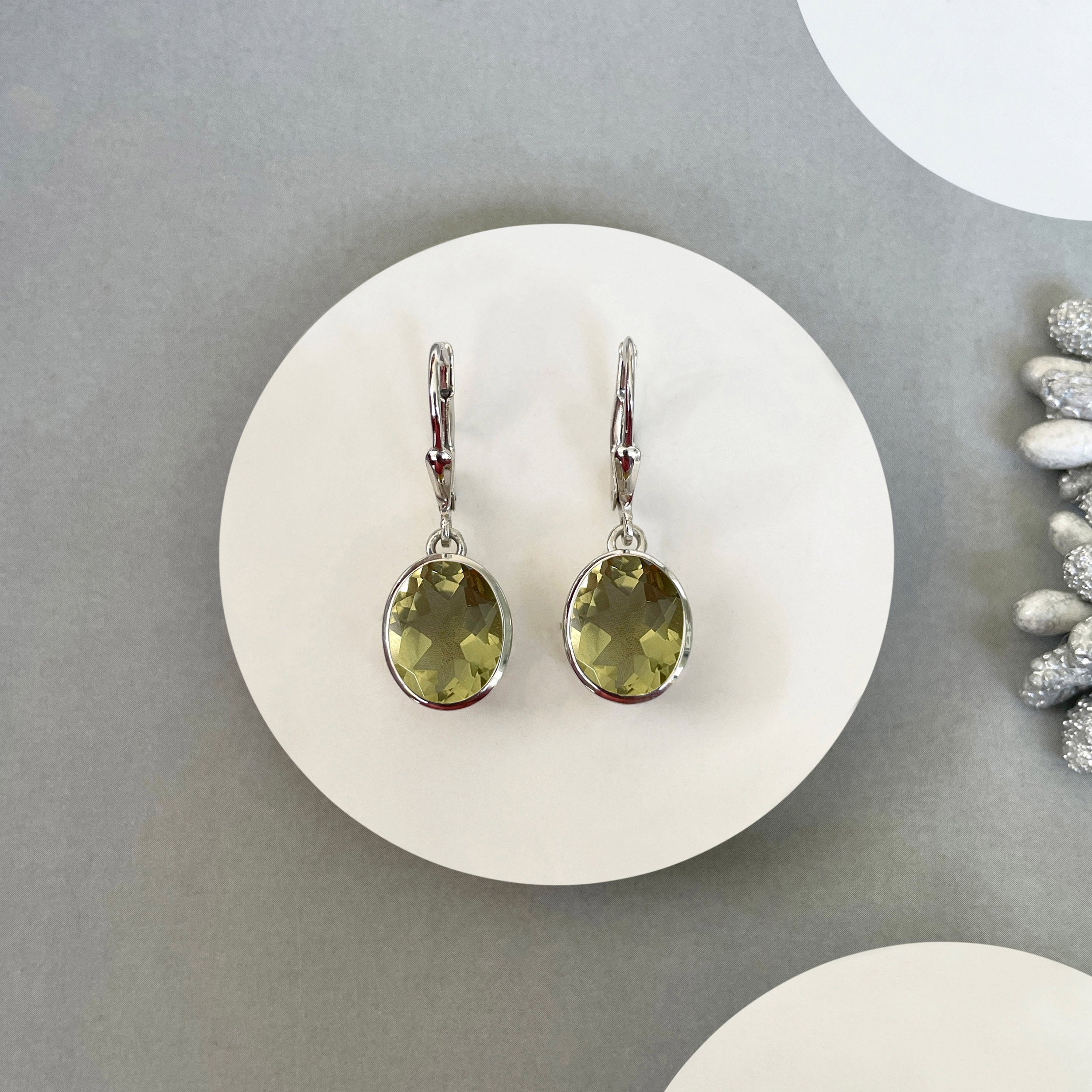 Lemon Quartz Leverback Earring-(LEM-SE-997.)