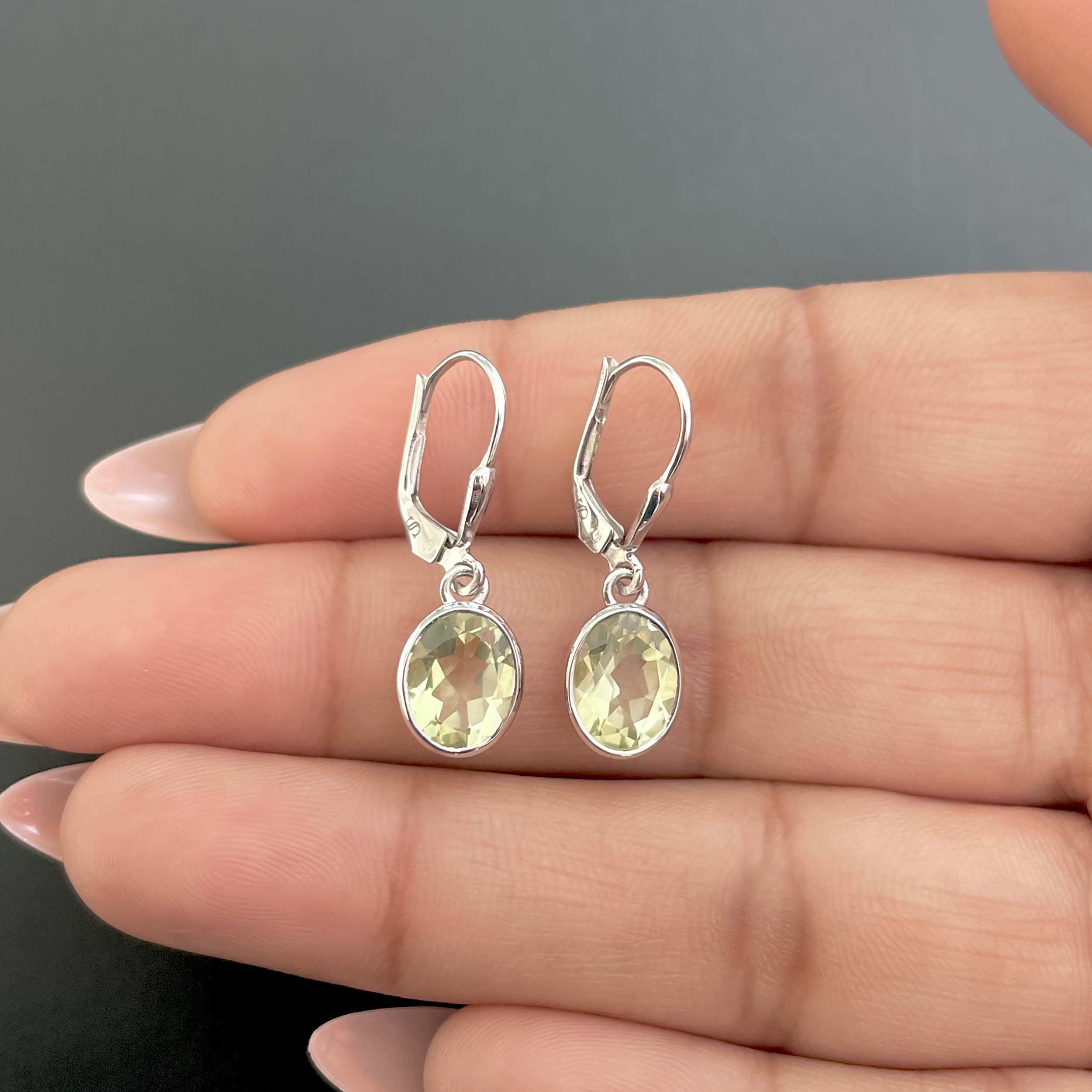 Lemon Quartz Leverback Earrings-(LEM-SE-998.)