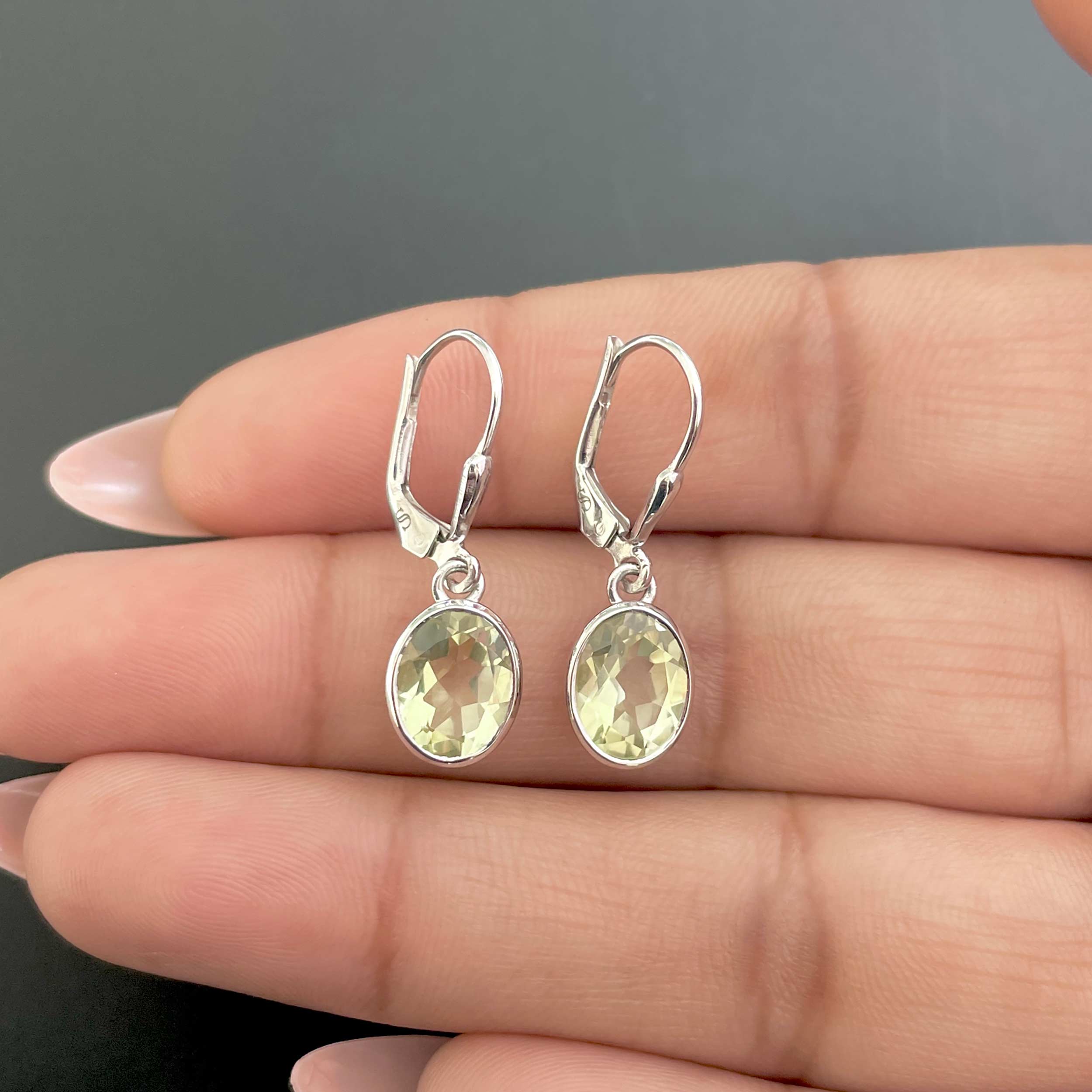 Lemon Quartz Leverback Earrings-(LEM-SE-998.)