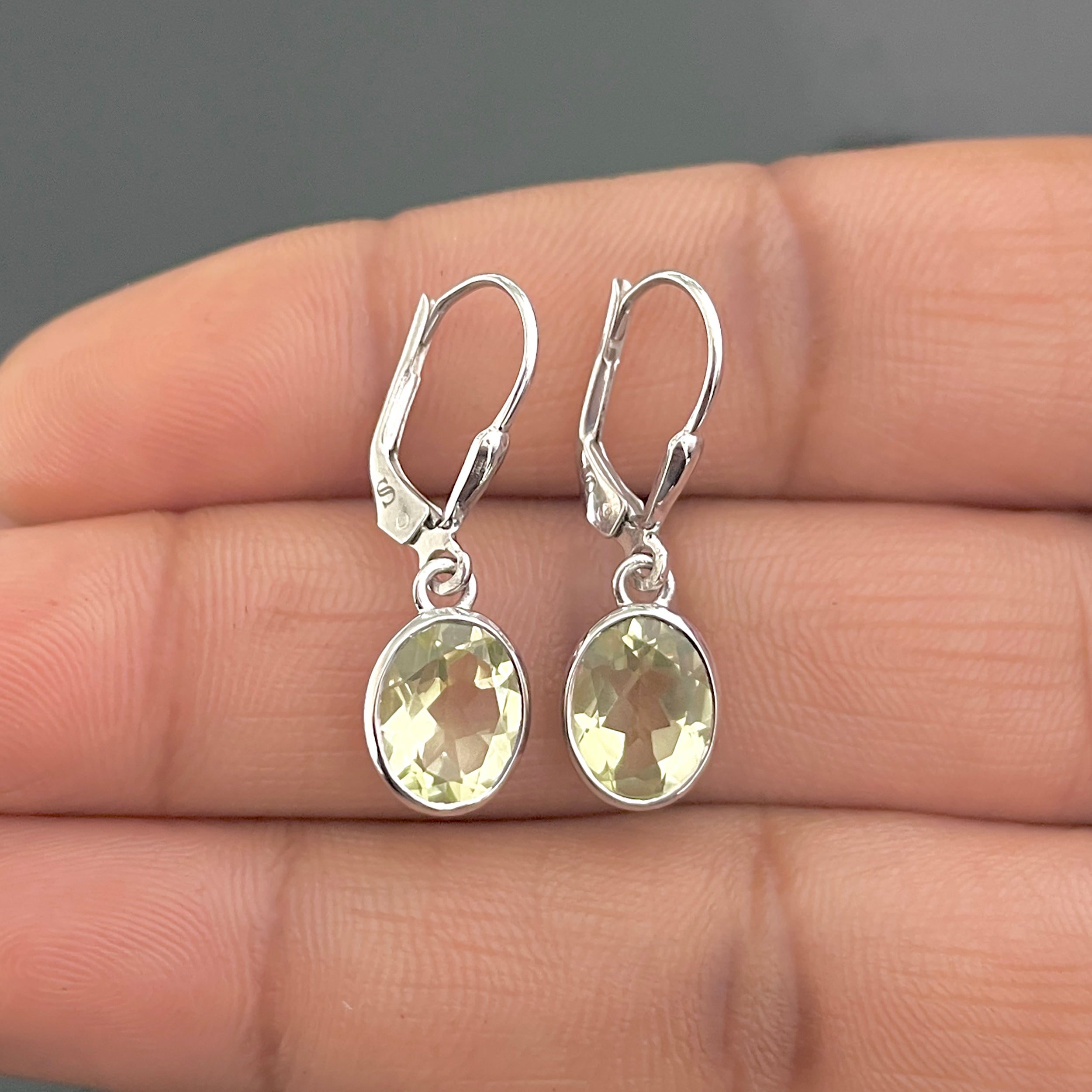 Lemon Quartz Leverback Earring-(LEM-SE-998.)