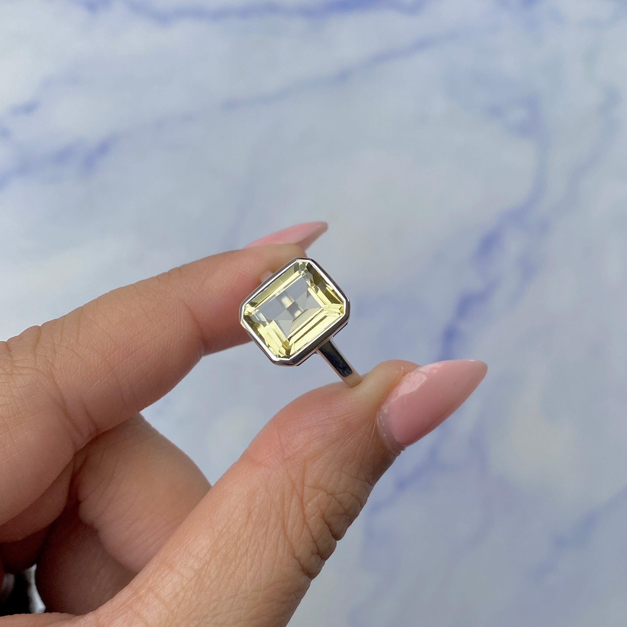 Lemon Quartz Ring-(LEM-SR-1752.)