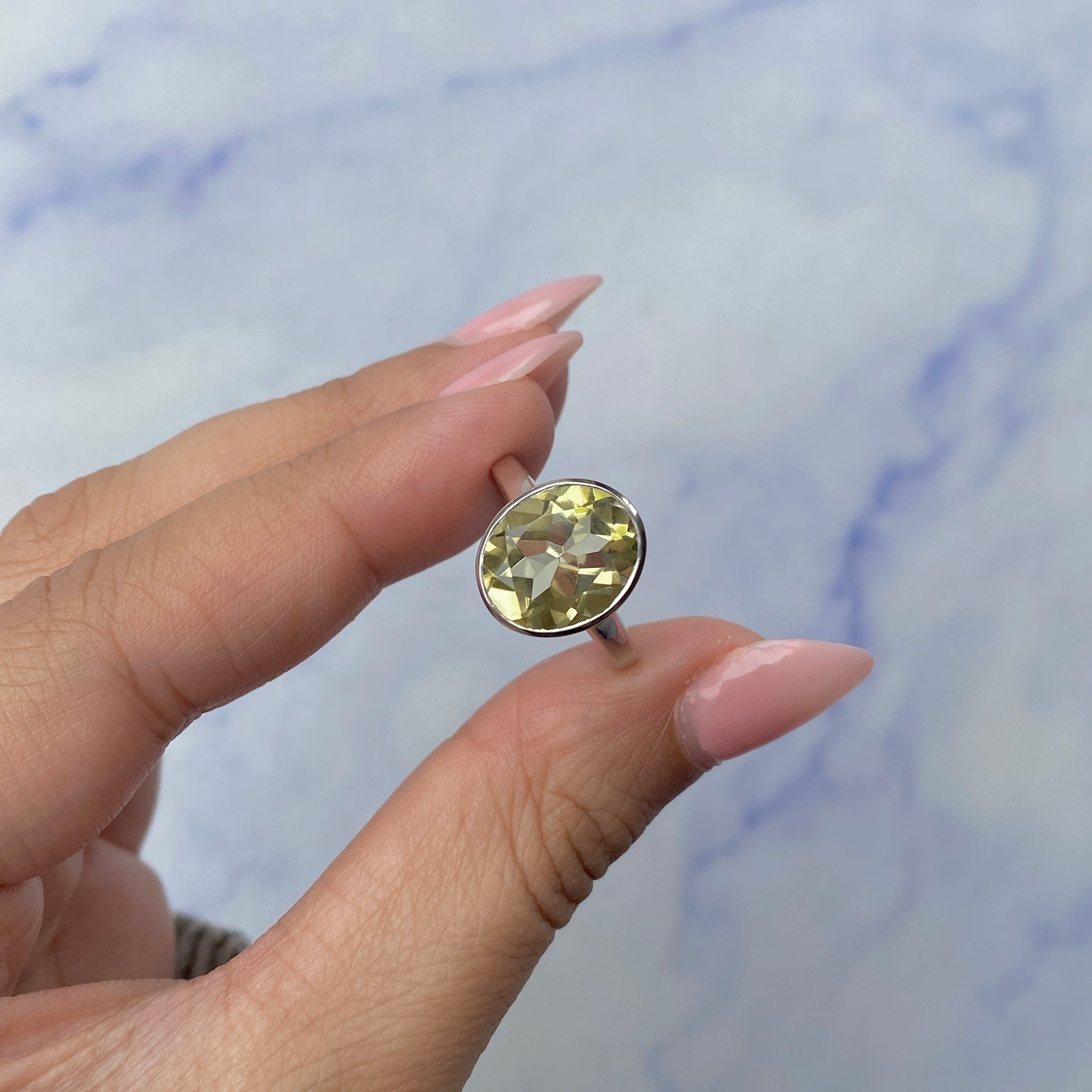 Lemon Quartz Ring-(LEM-SR-1806.)