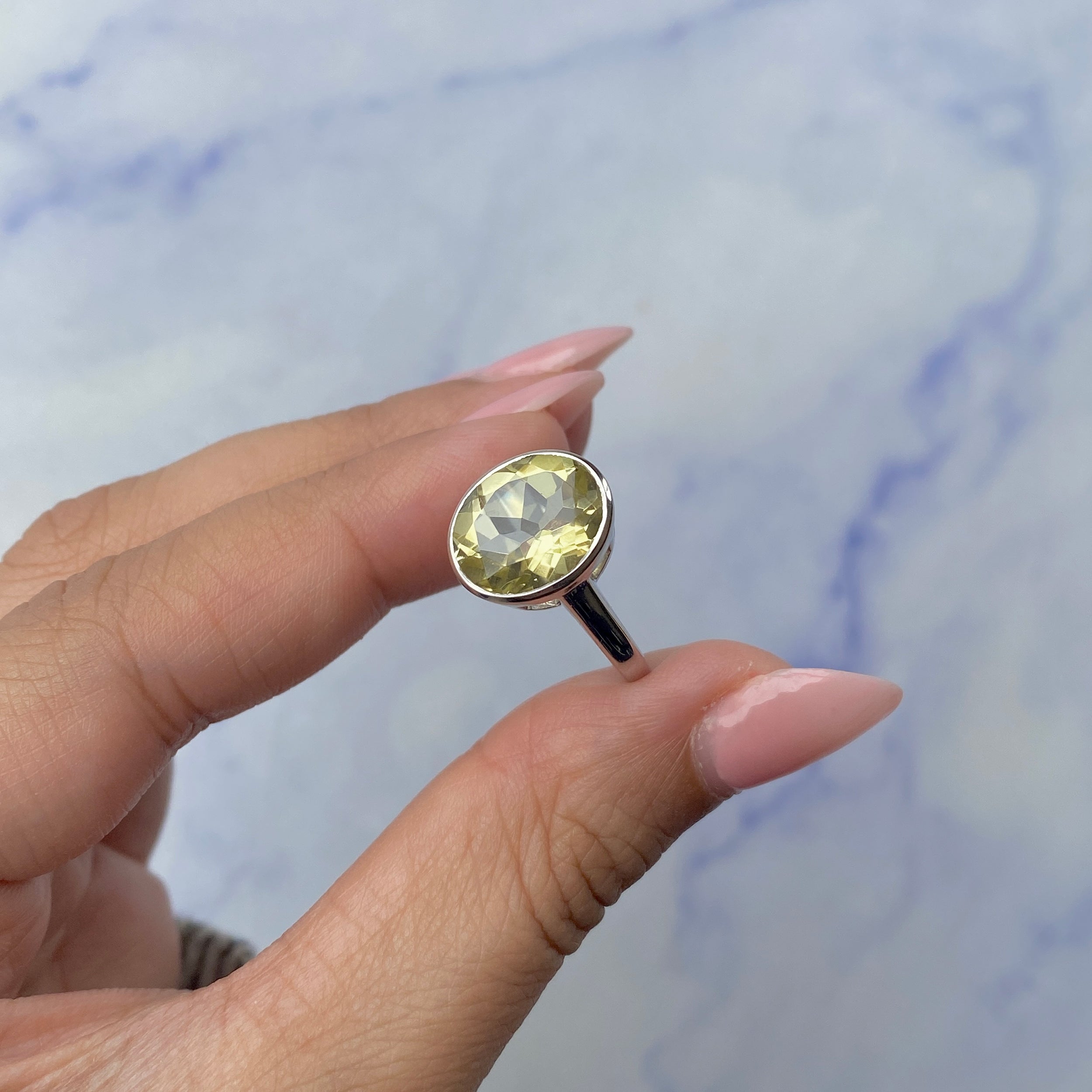 Lemon Quartz Ring-(LEM-SR-1806.)
