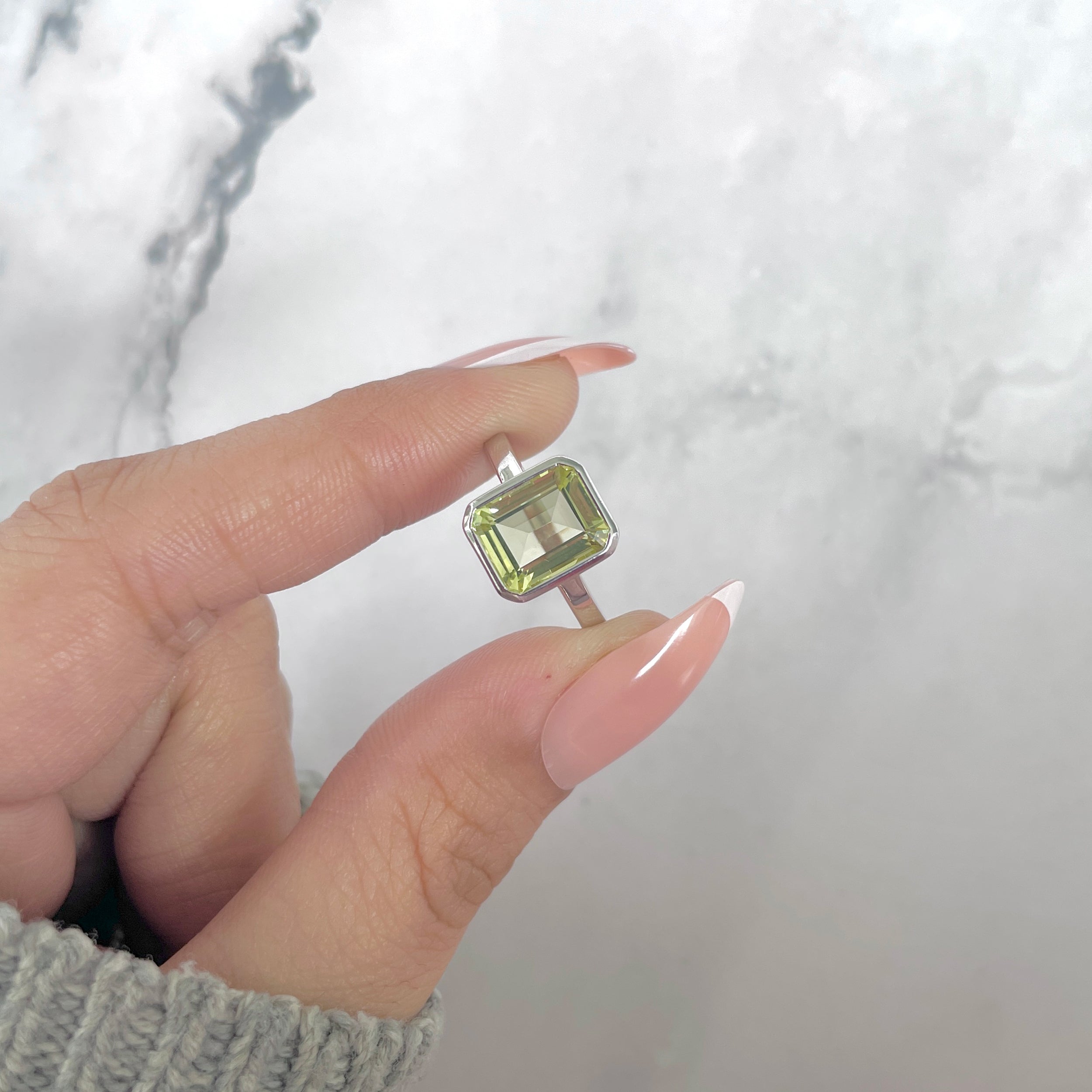 Lemon Quartz Ring-(LEM-SR-1926.)