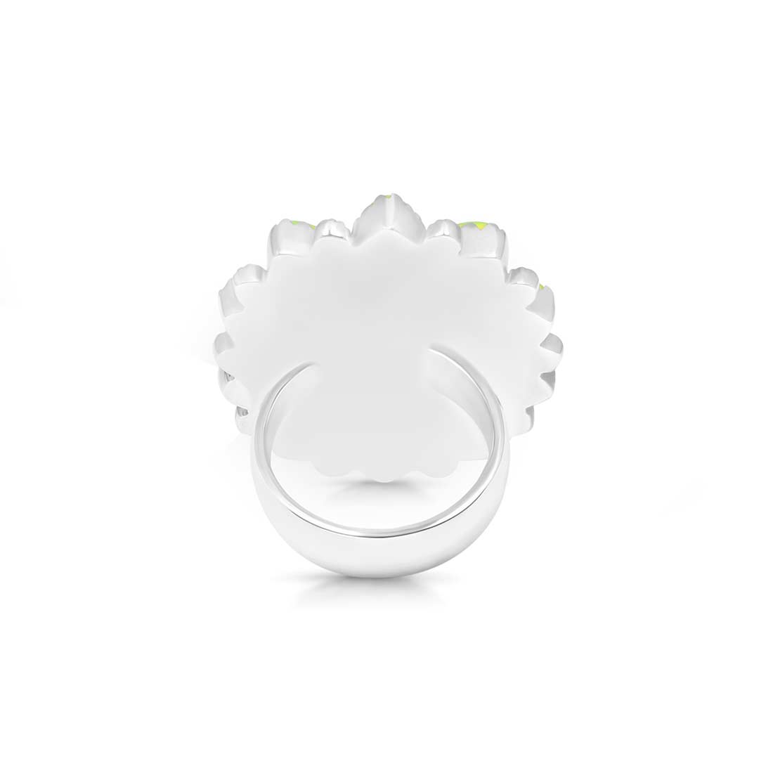 Lapis And Neon Yellow Opal Adjustable Ring-(LLP-FLR-16.)