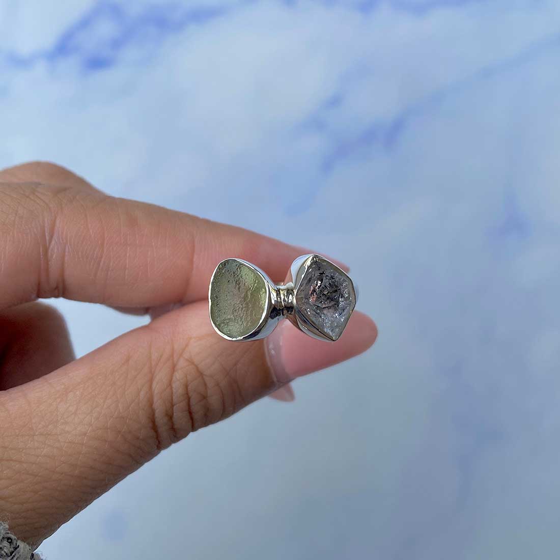 Moldavite Adjustable Ring-(MLD-R-28.)