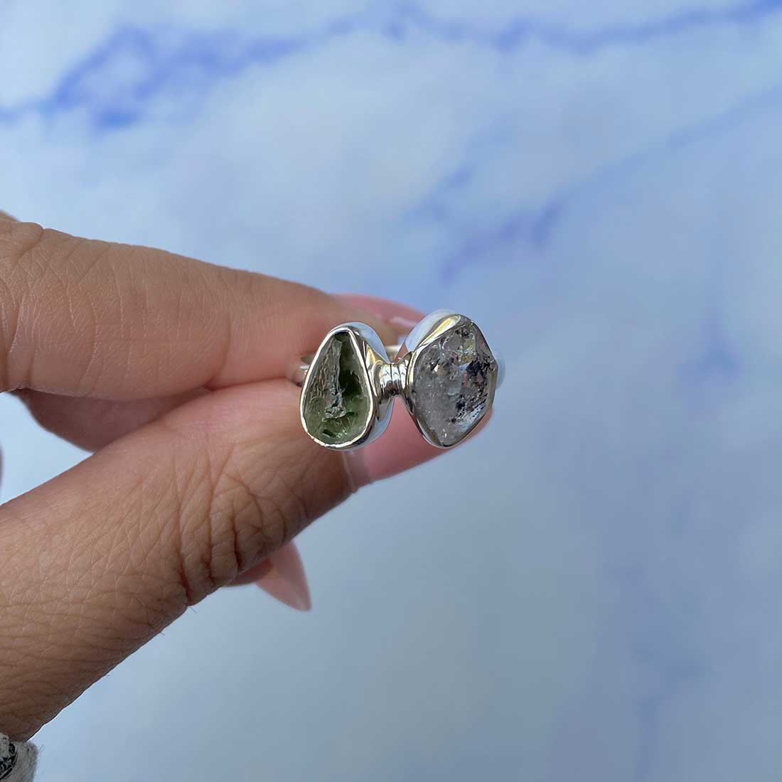 Moldavite Adjustable band Ring-(MLD-R-30.)