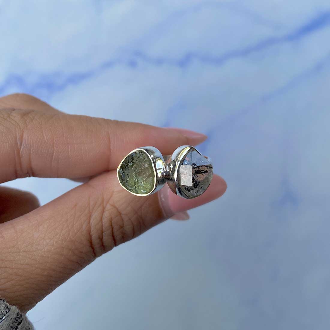 Moldavite Adjustable Ring-(MLD-R-37.)