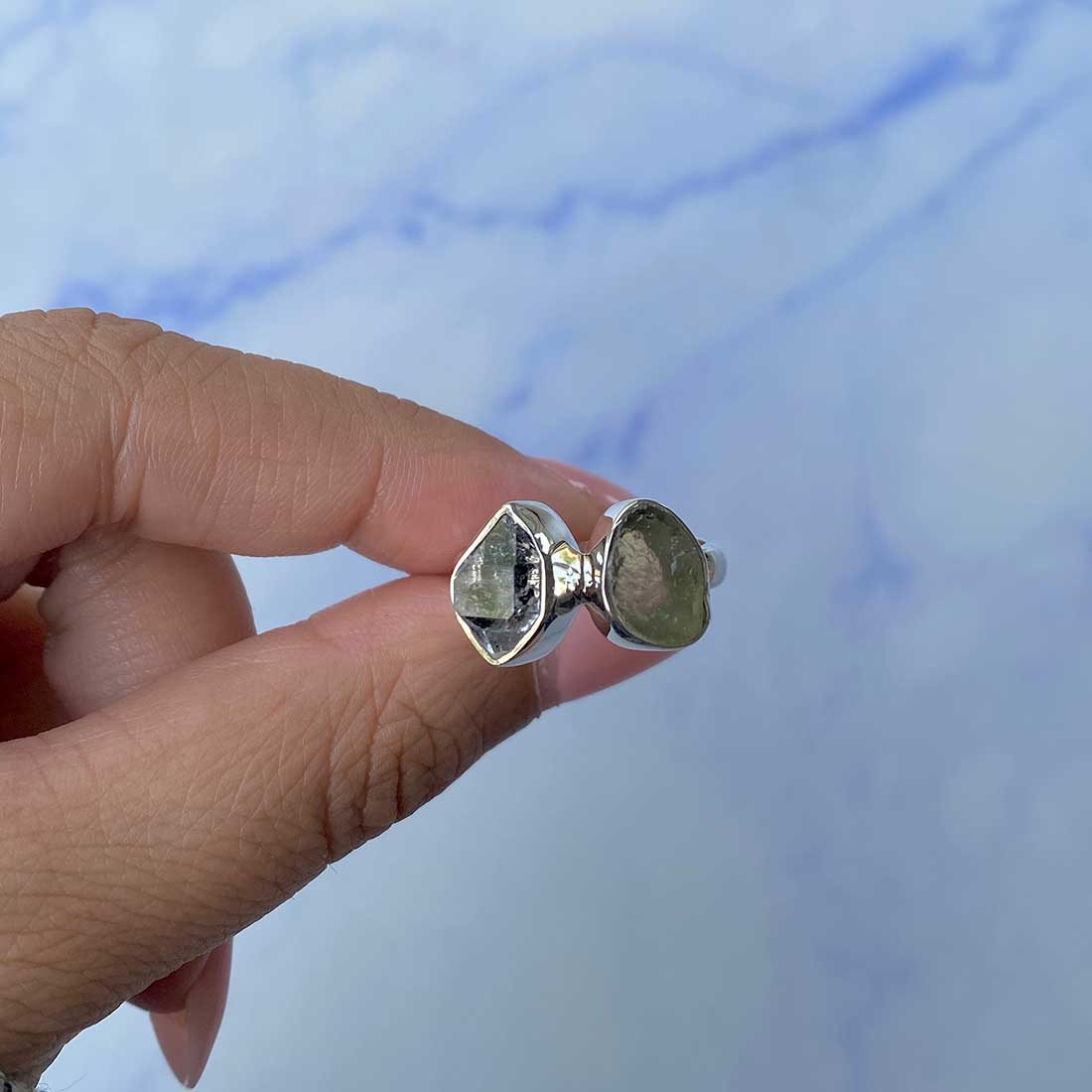 Moldavite Adjustable Ring-(MLD-R-38.)