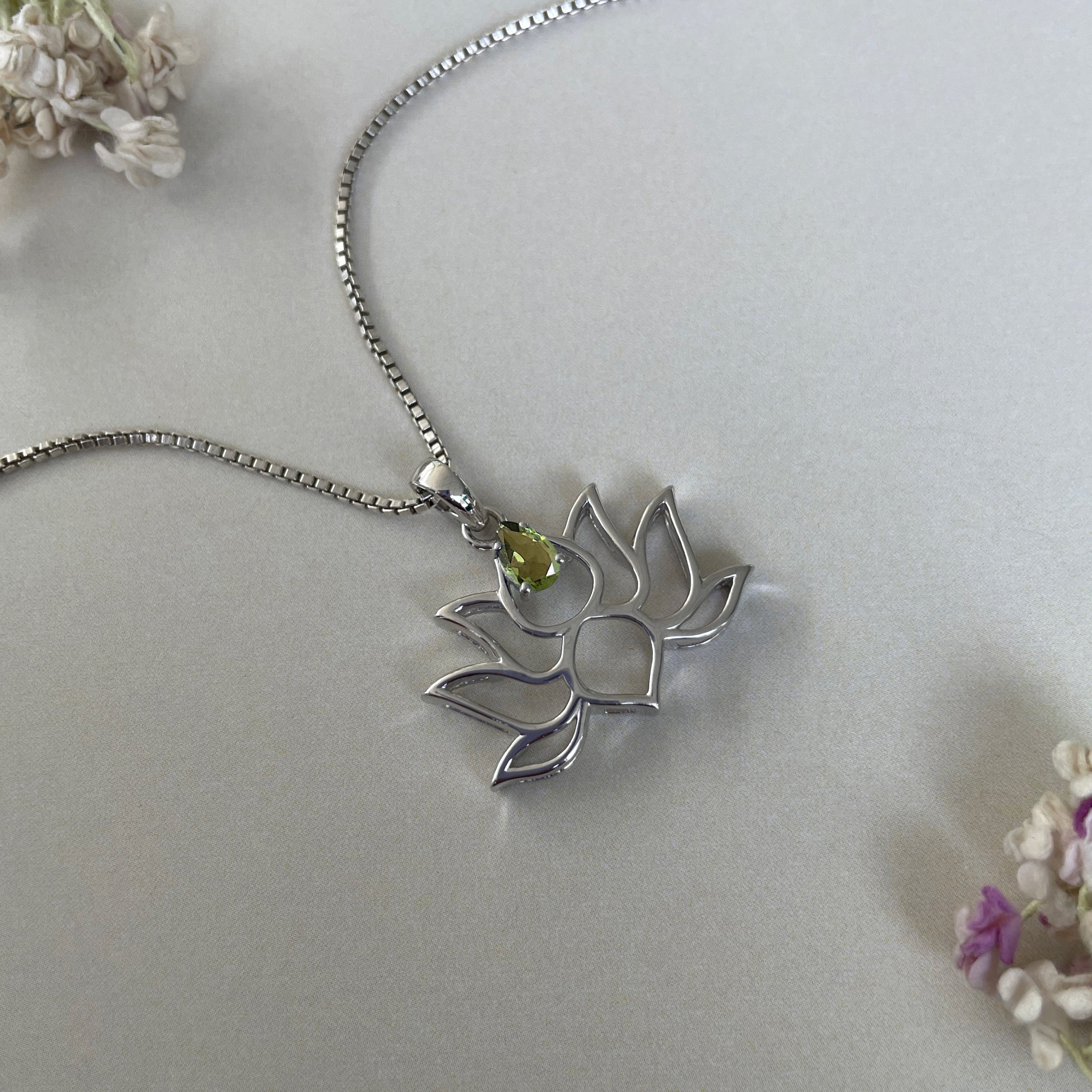 Moldavite Lotus Pendant-(MLD-SN-156A-P.)