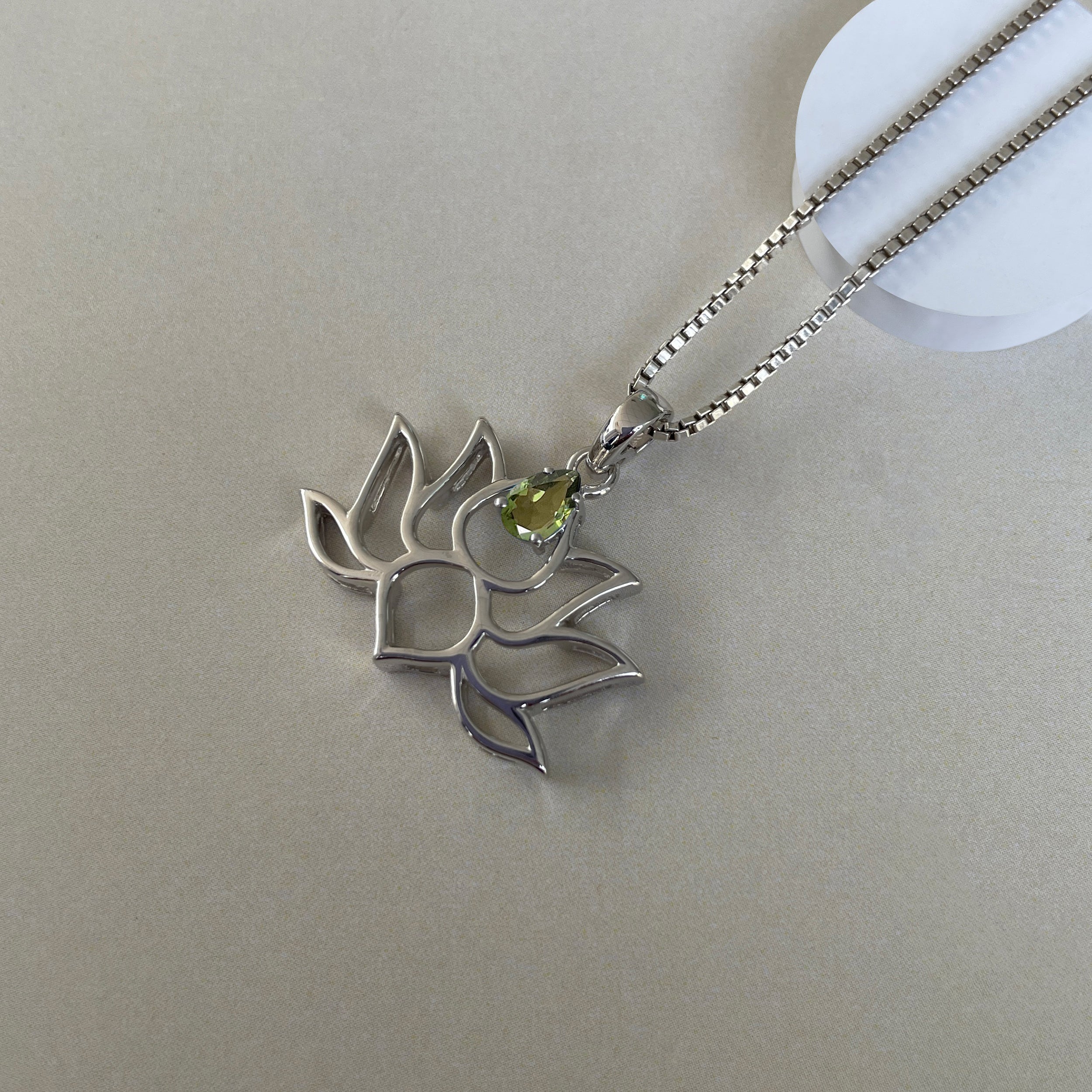 Moldavite Lotus Pendant-(MLD-SN-156A-P.)