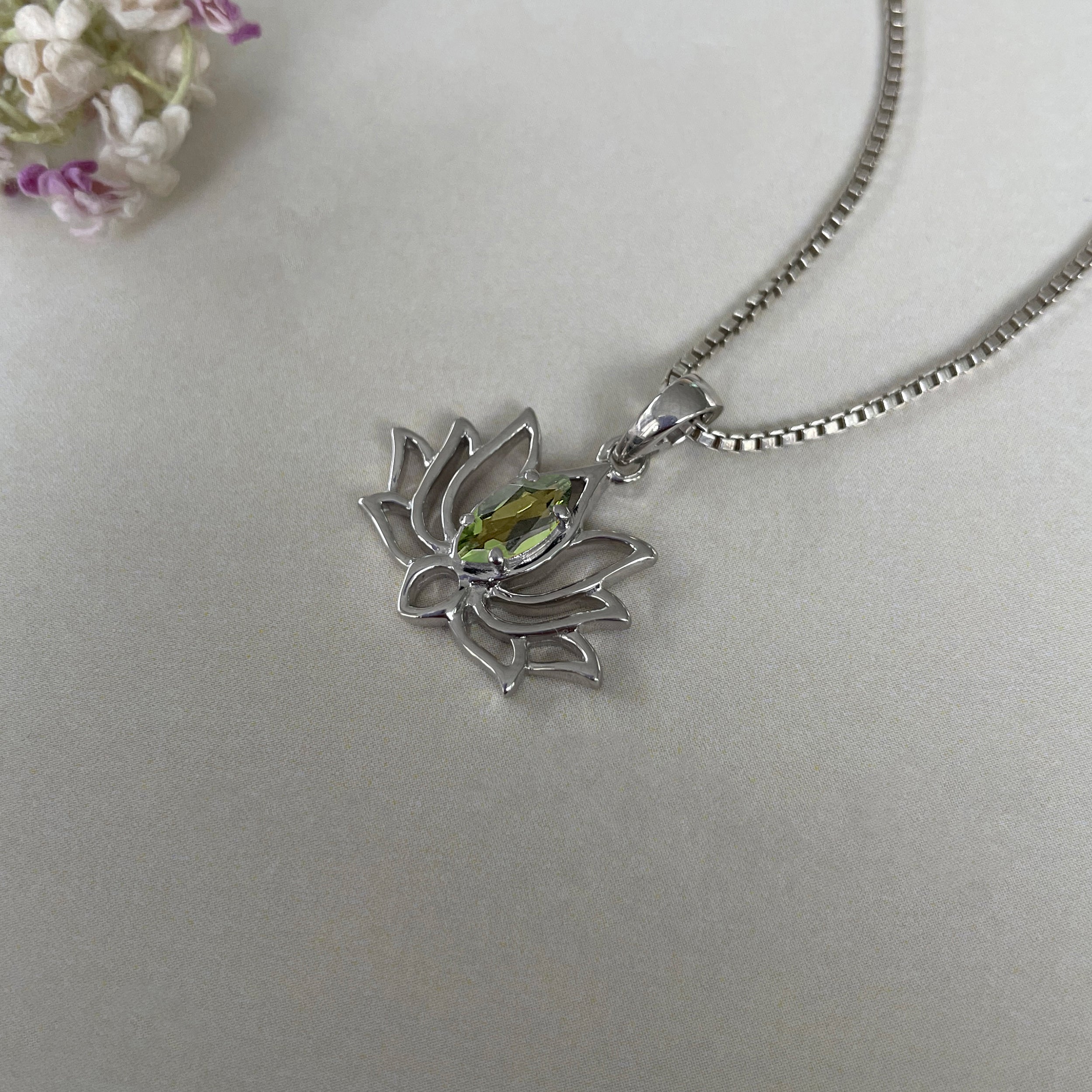 Moldavite Lotus Pendant-(MLD-SN-166P.)