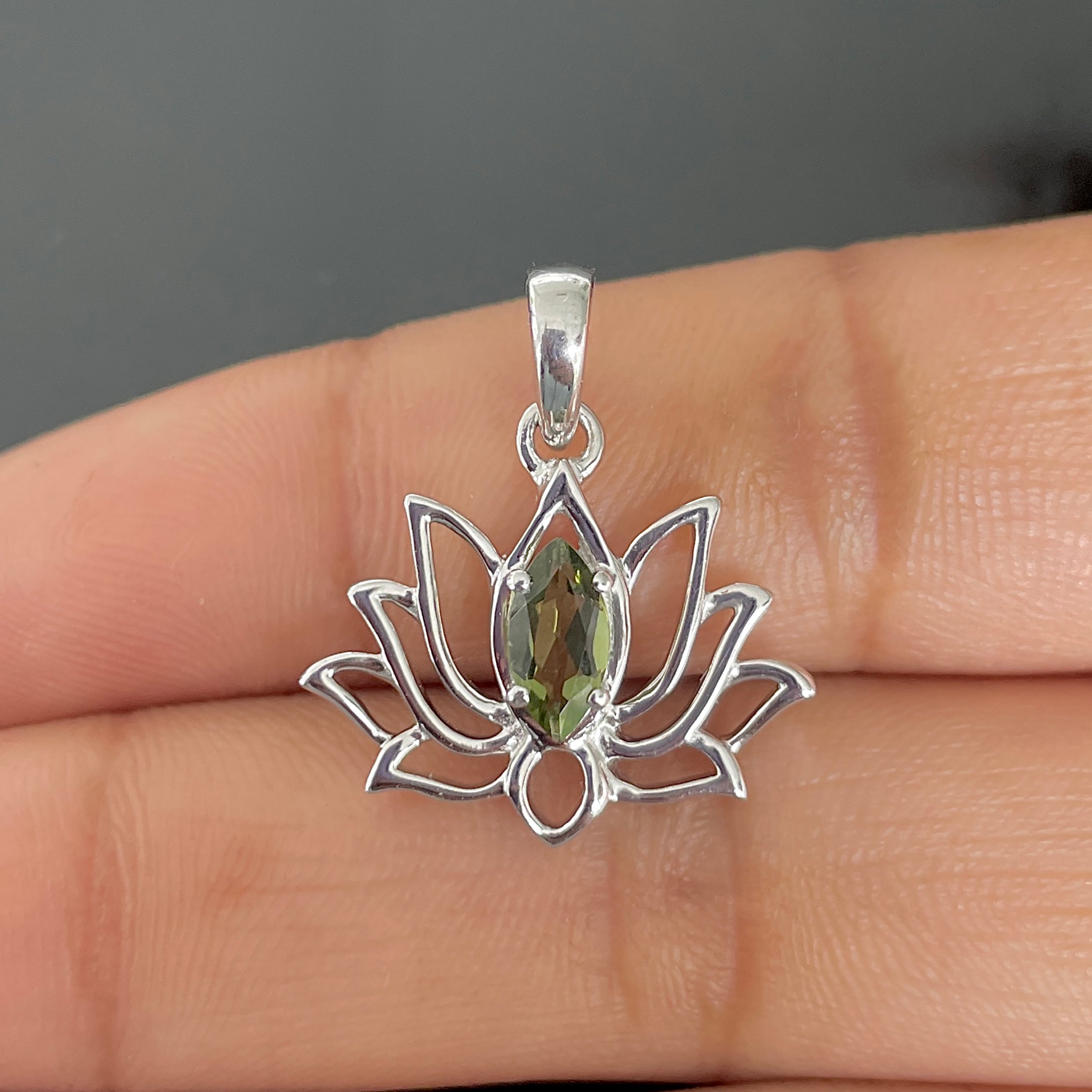 Moldavite Lotus Pendant-(MLD-SN-166.)