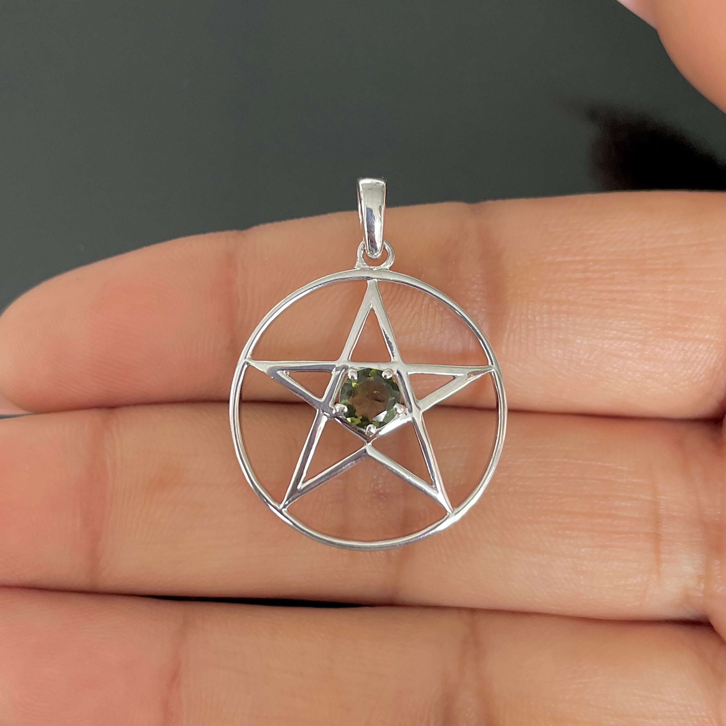 Moldavite Pentacle Pendant-(MLD-SN-171.)