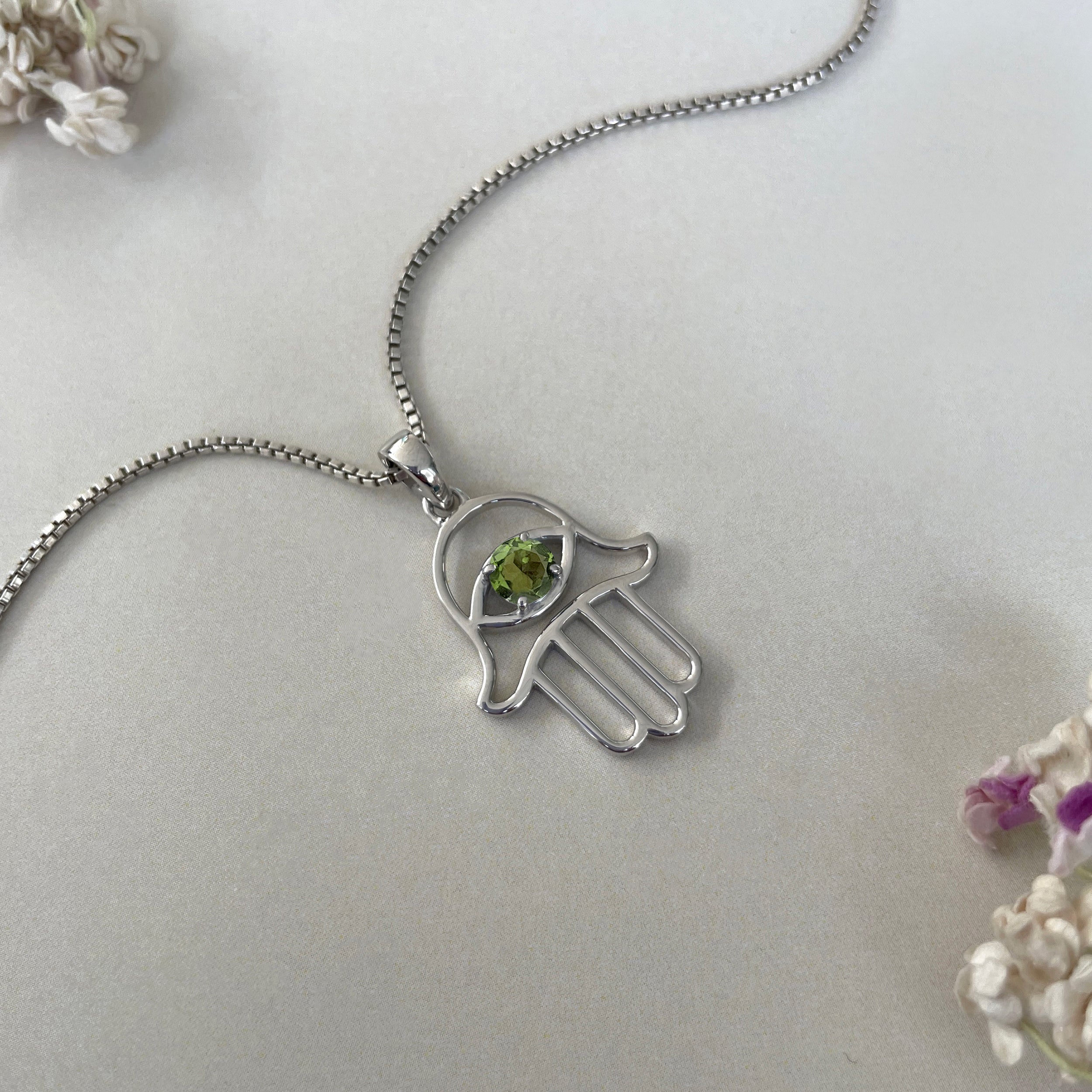Moldavite Hamsa Hand Pendant-(MLD-SN-172P.)