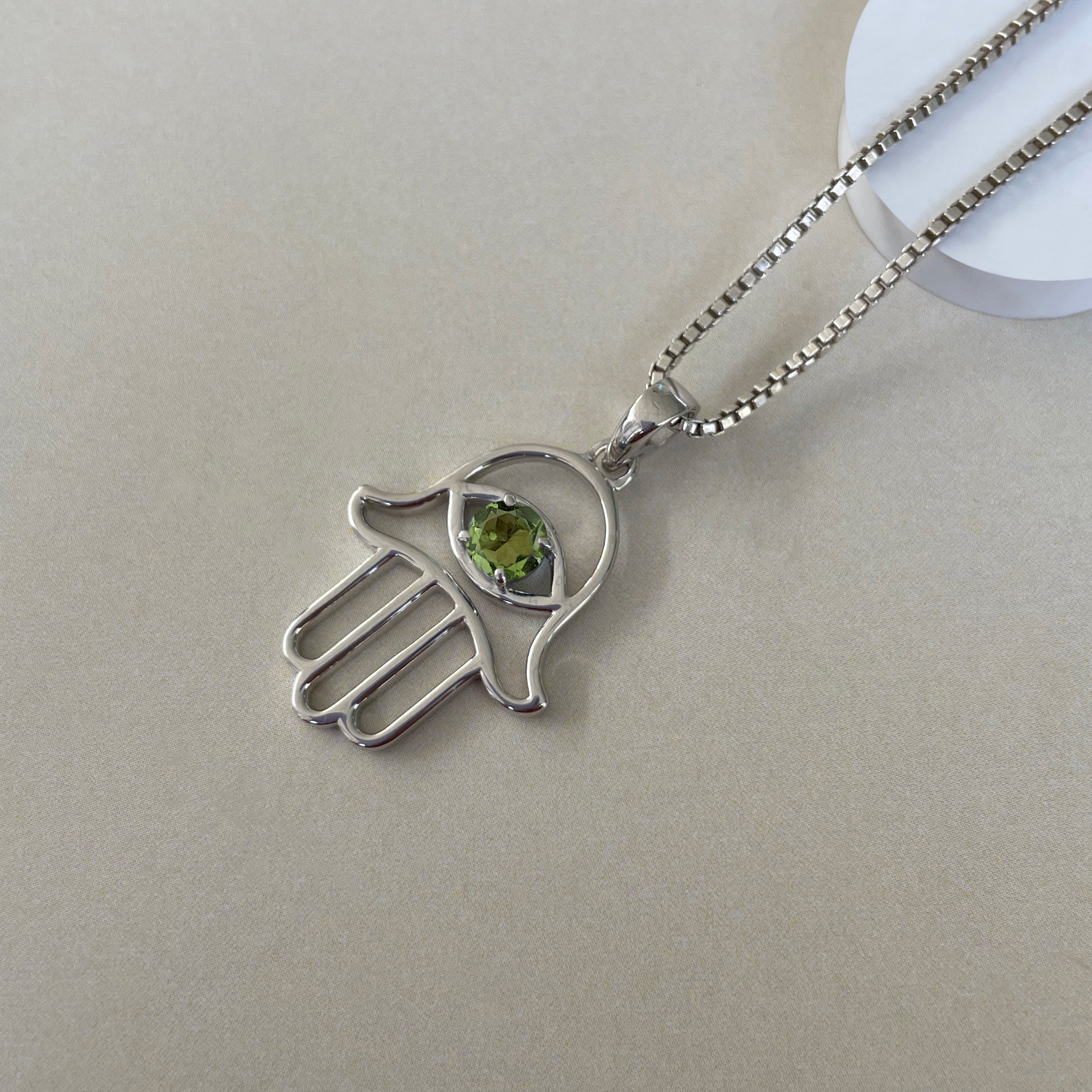 Moldavite Hamsa Hand Pendant-(MLD-SN-172P.)