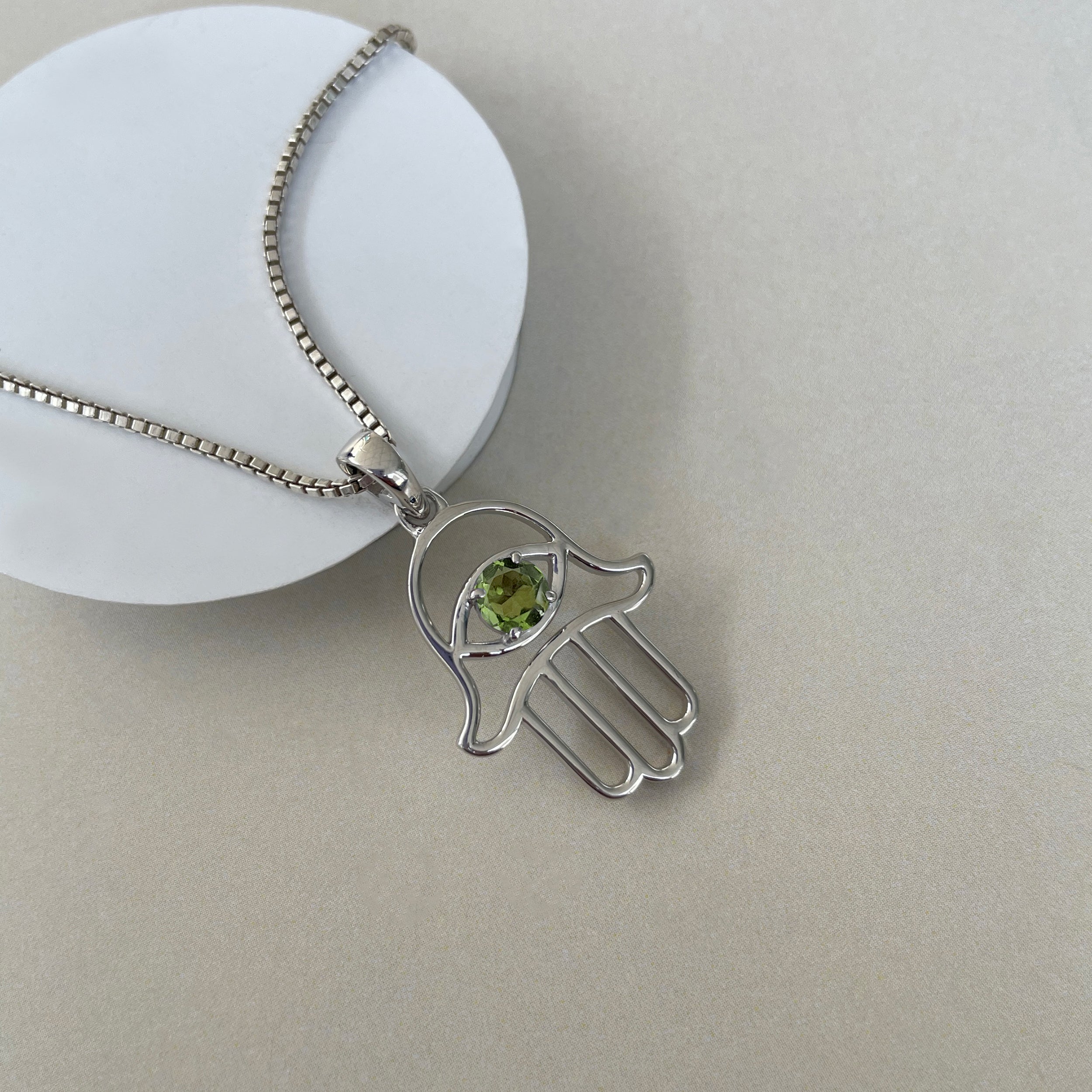 Moldavite Hamsa Hand Pendant-(MLD-SN-172P.)