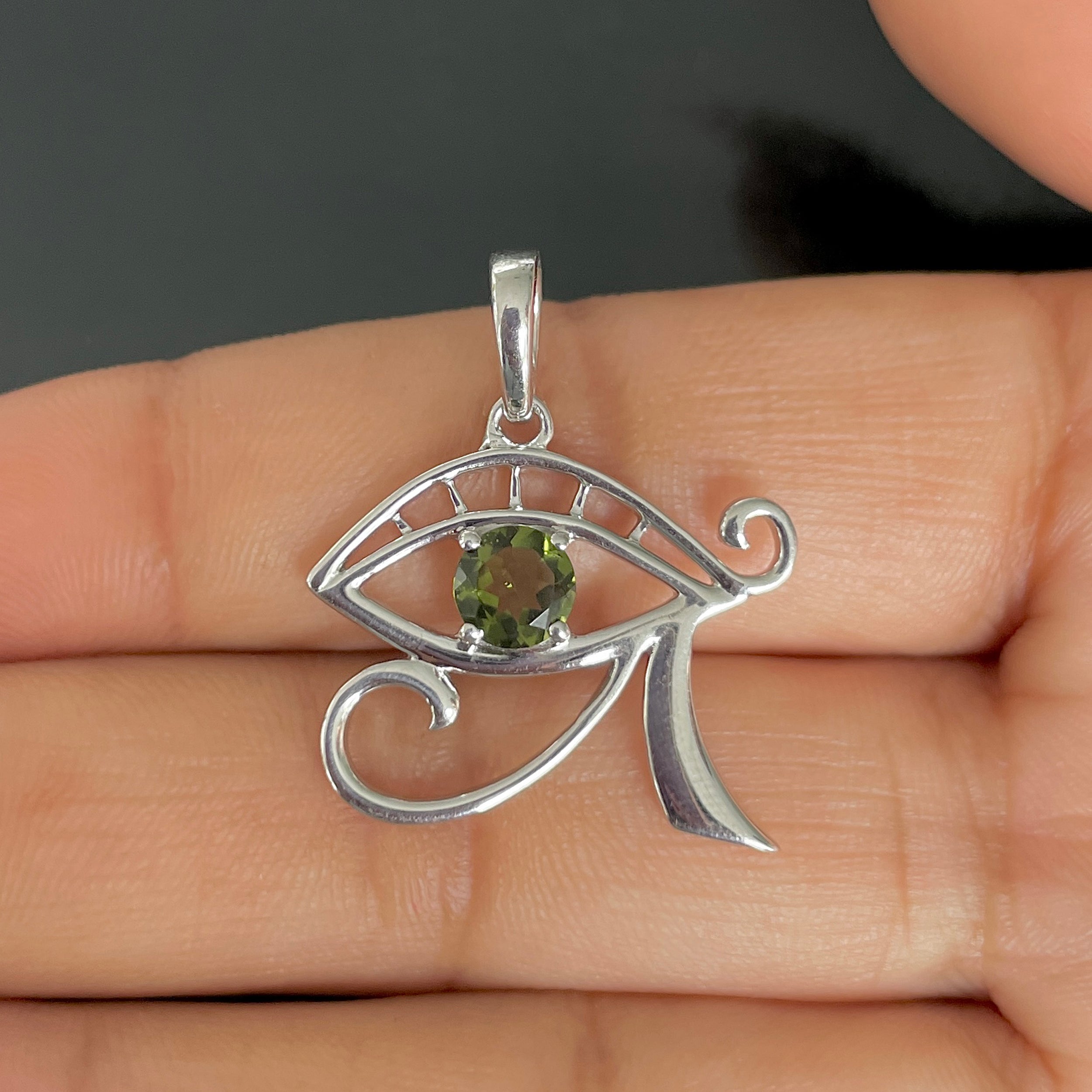 Moldavite Eye Of Horus Pendant-(MLD-SN-173.)