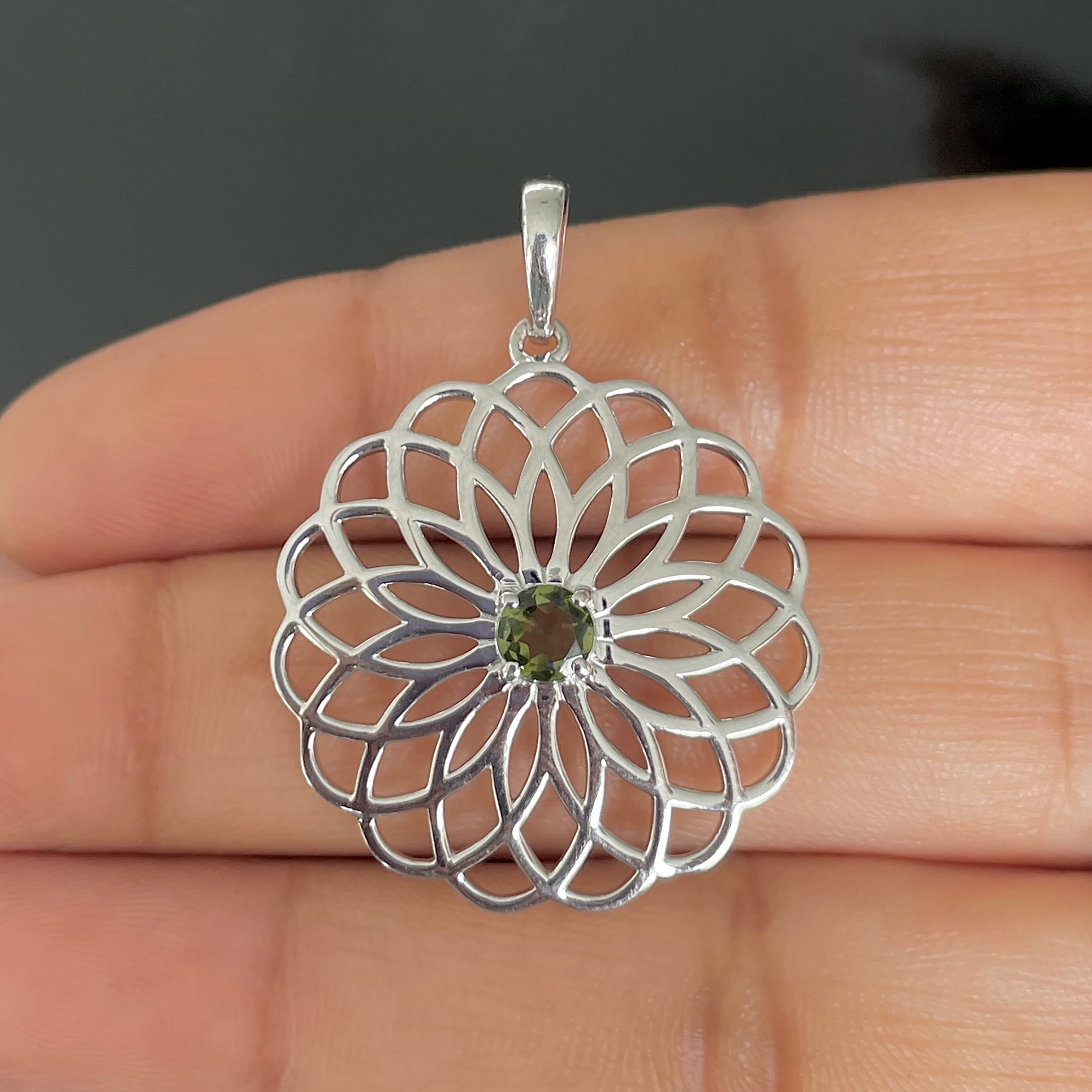Moldavite Flower Of Life Pendant-(MLD-SN-177A.)
