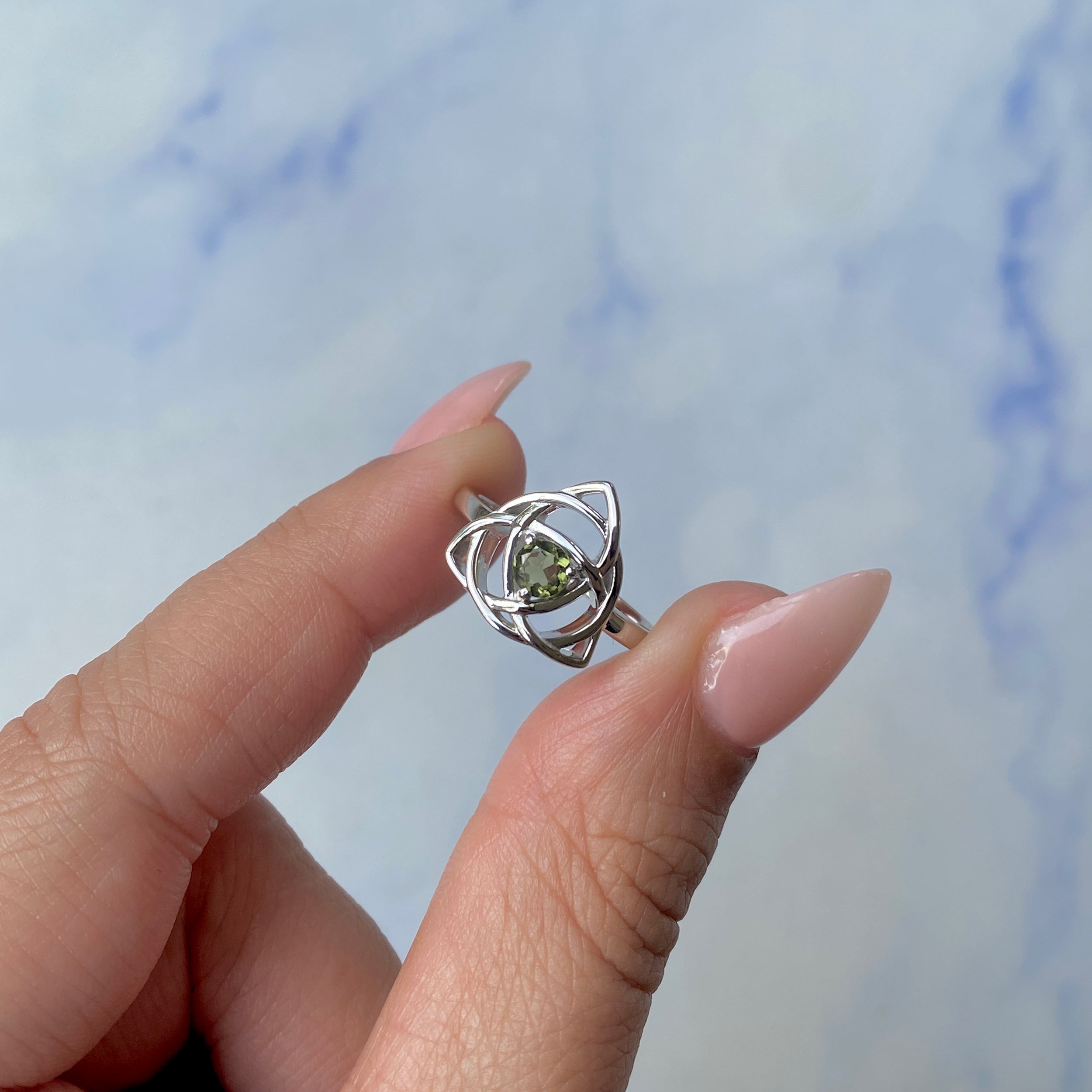 Moldavite Triquetra Ring-(MLD-SR-2142.)