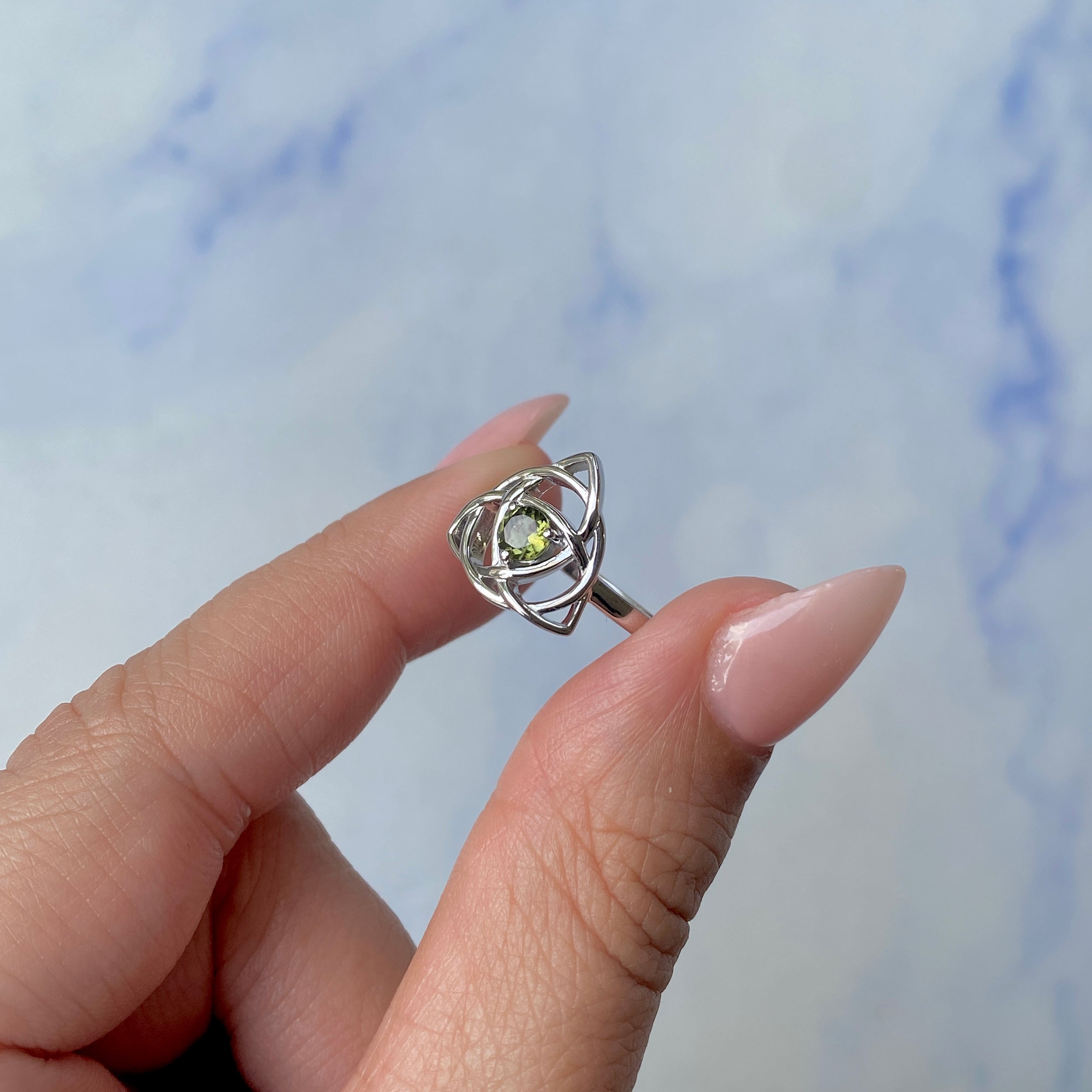 Moldavite Triquetra Ring-(MLD-SR-2142.)