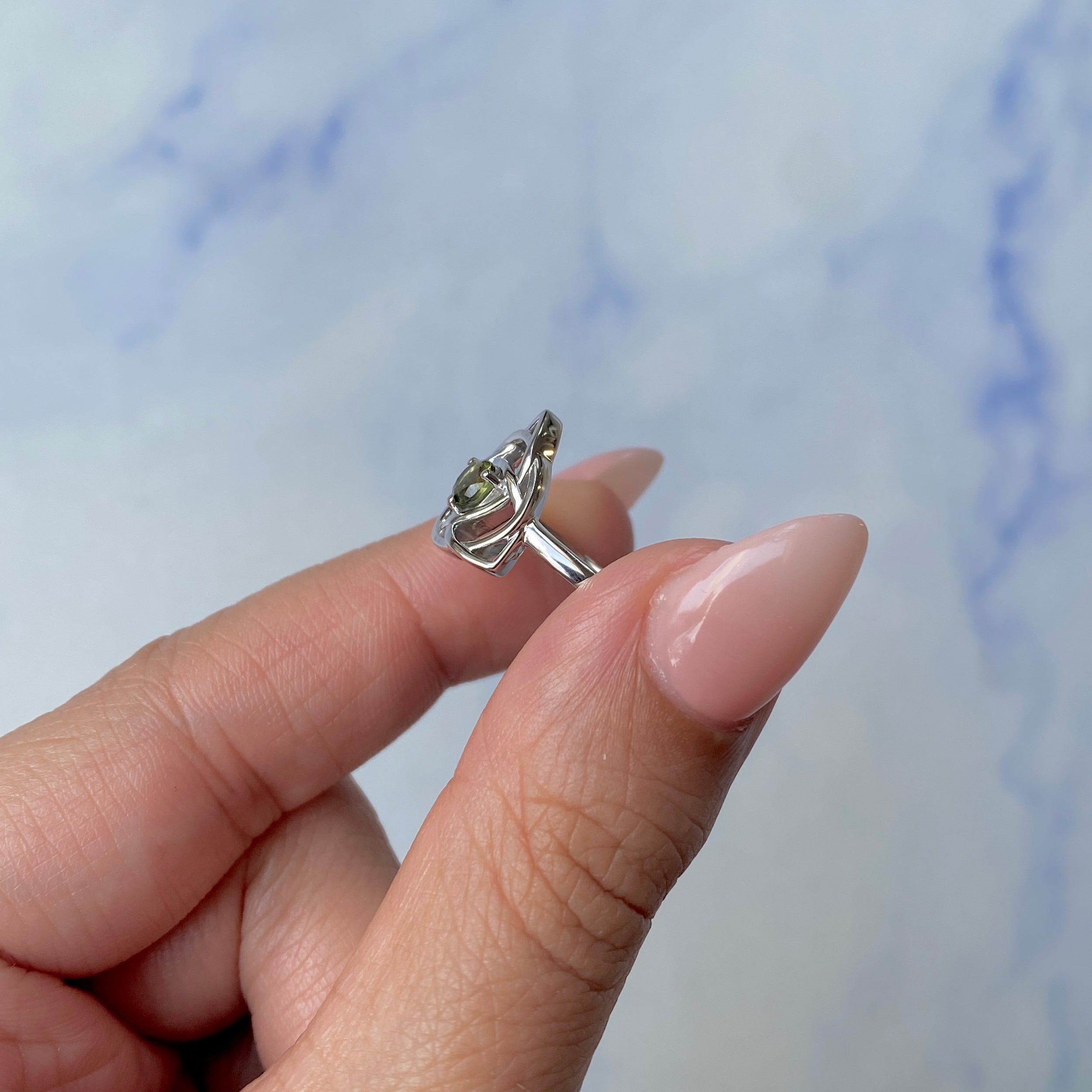 Moldavite Triquetra Ring-(MLD-SR-2142.)