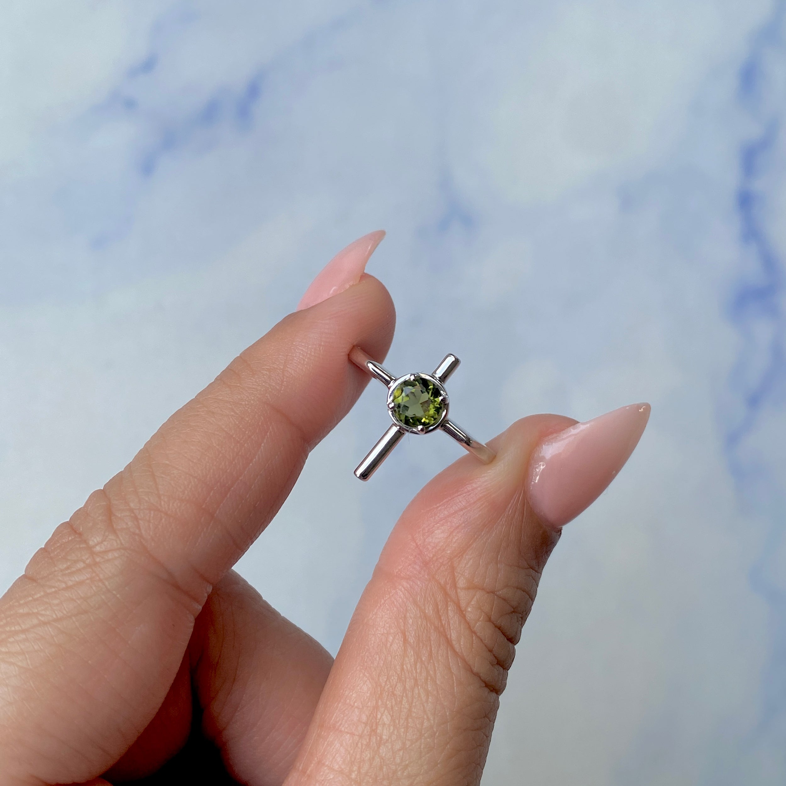 Moldavite Holy Cross Ring-(MLD-SR-2143.)