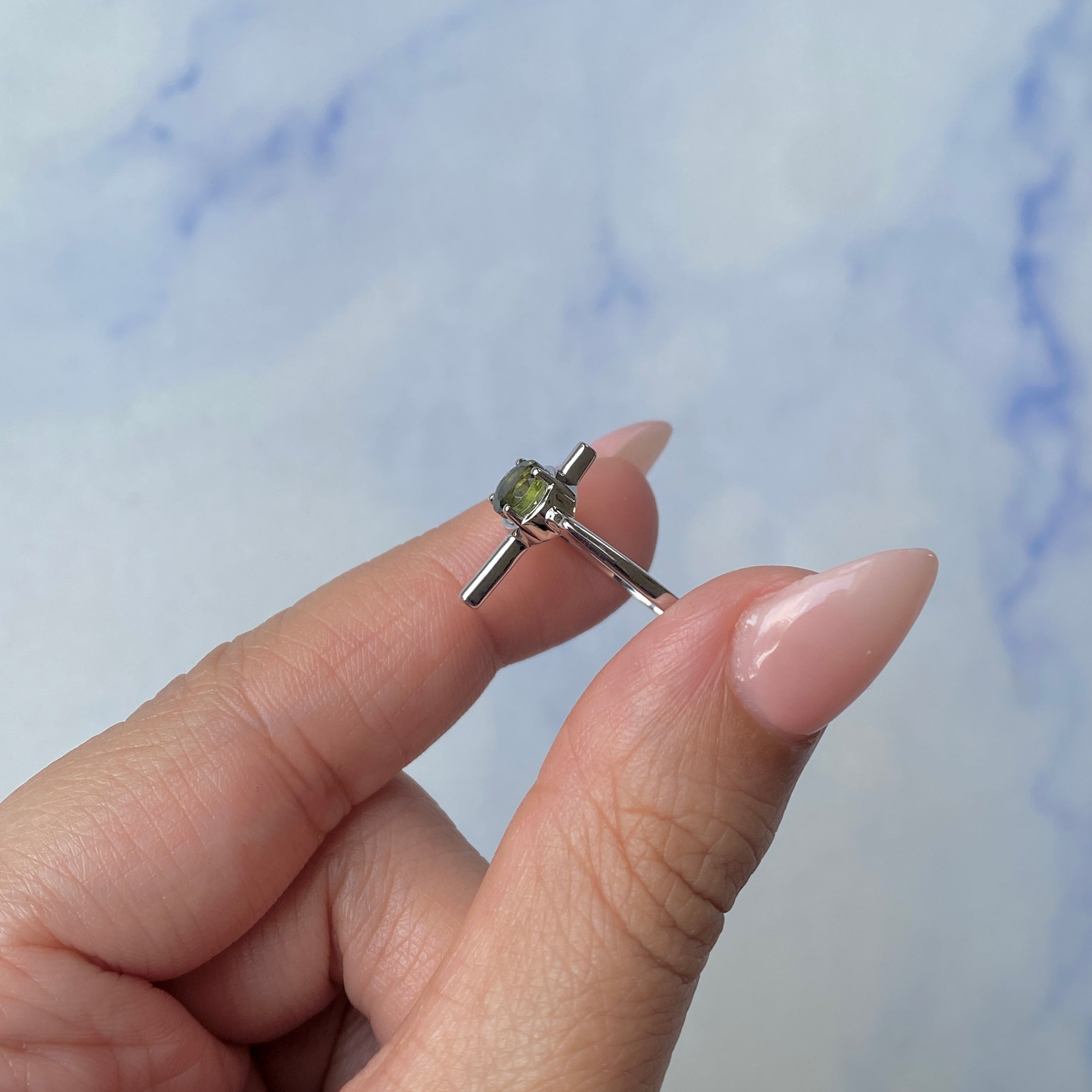 Moldavite Holy Cross Ring-(MLD-SR-2143.)