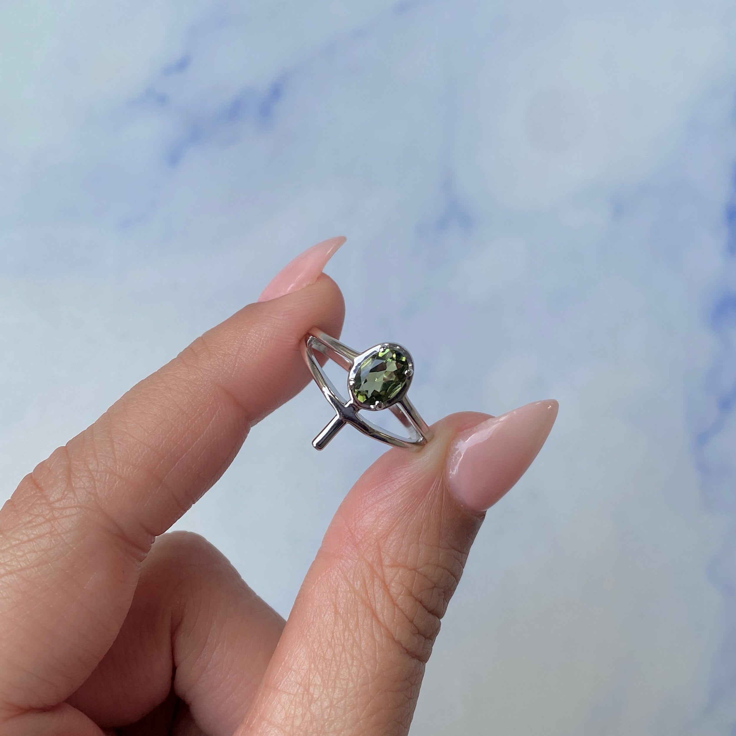 Moldavite Holy Cross Ring-(MLD-SR-2148.)