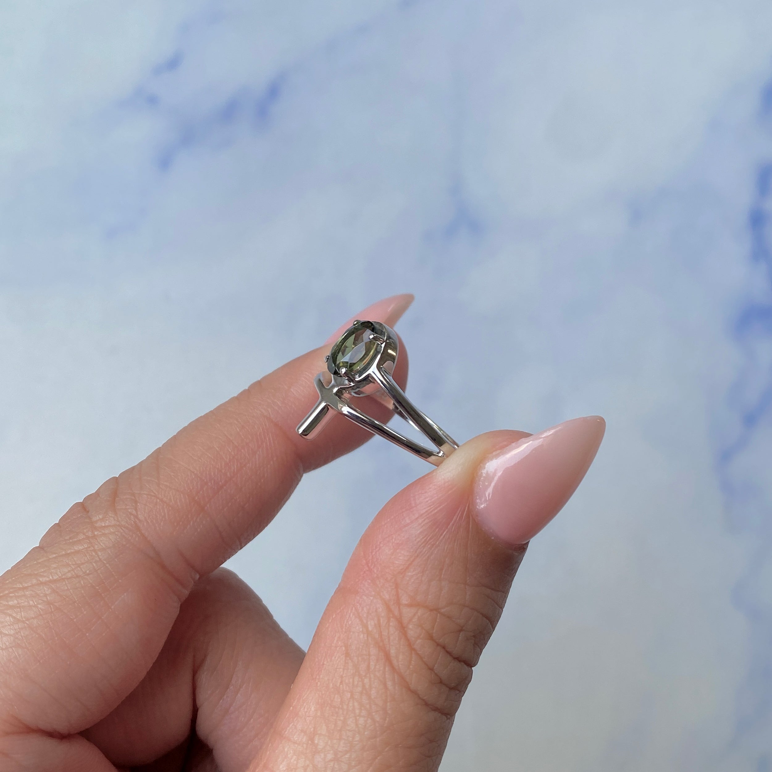 Moldavite Holy Cross Ring-(MLD-SR-2148.)