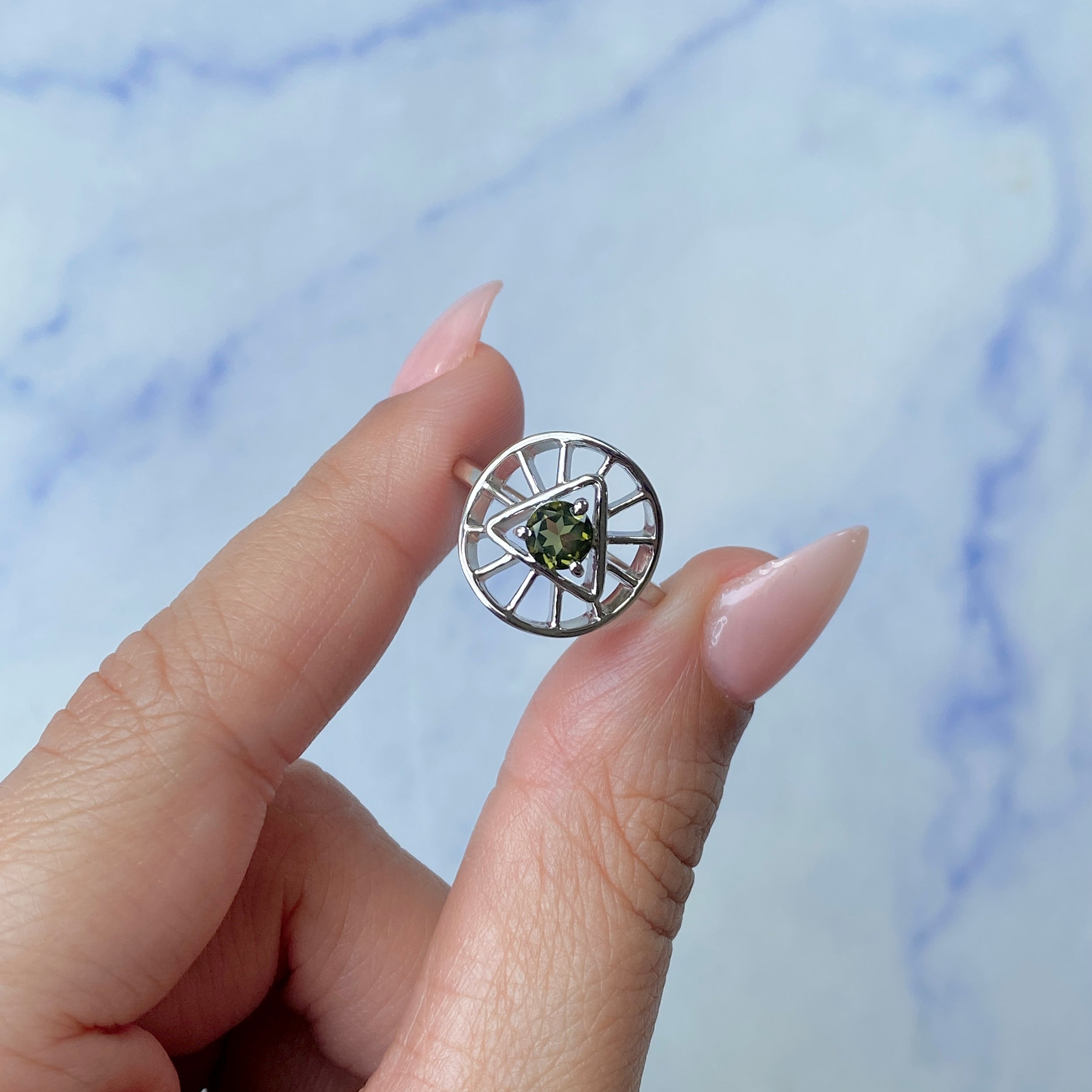 Moldavite Illuminati Ring-(MLD-SR-2158.)