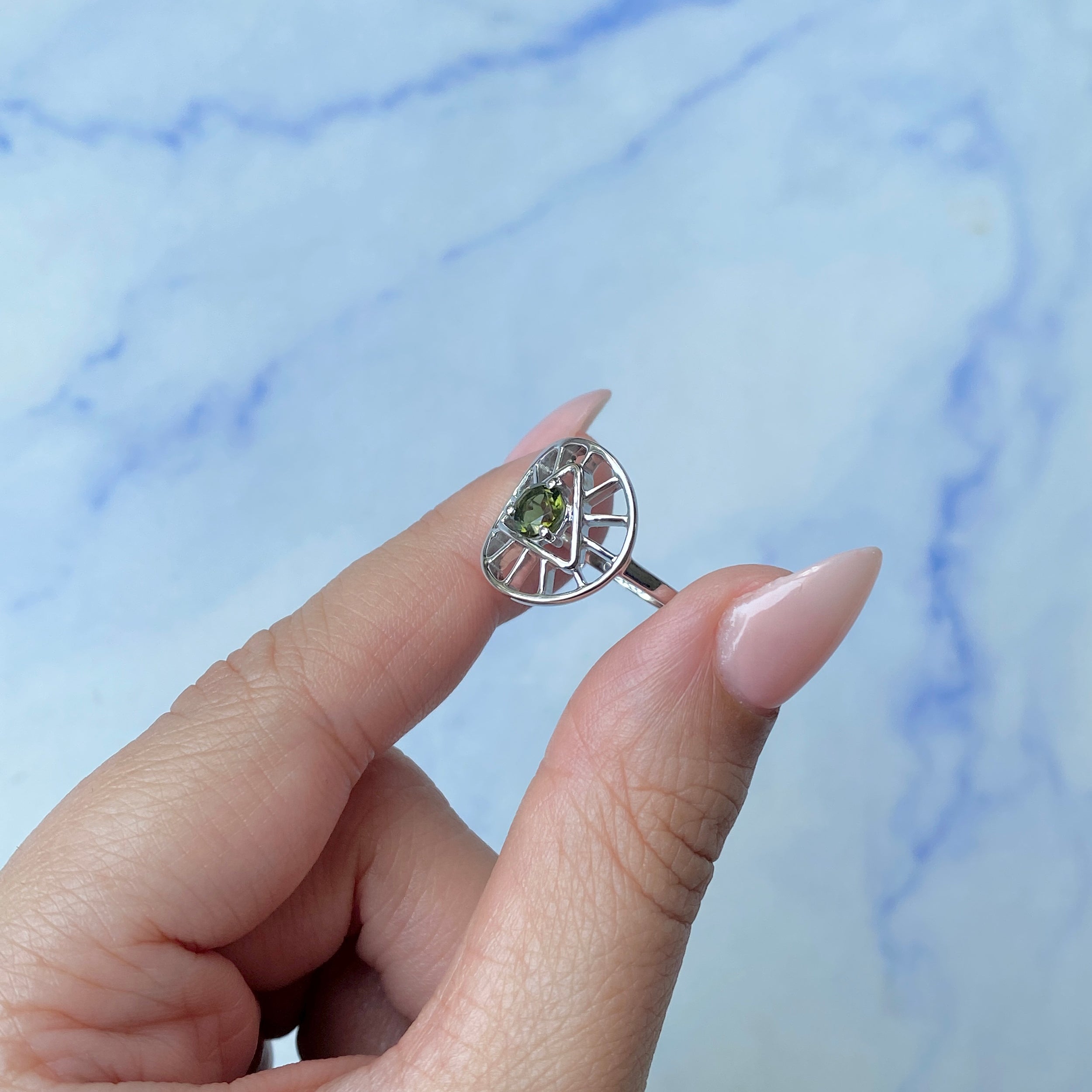 Moldavite Illuminati Ring-(MLD-SR-2158.)