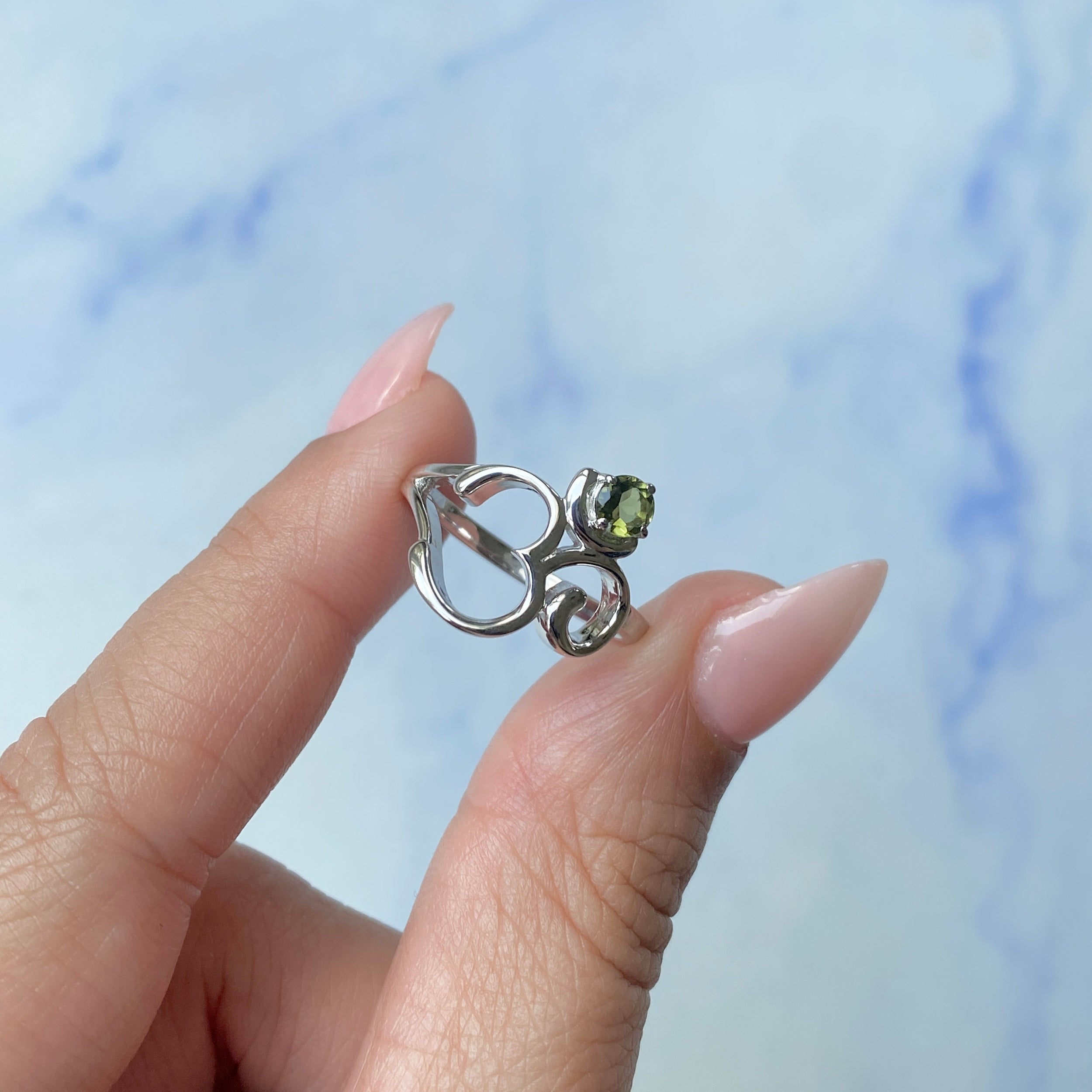 Moldavite OM Ring-(MLD-SR-2165.)