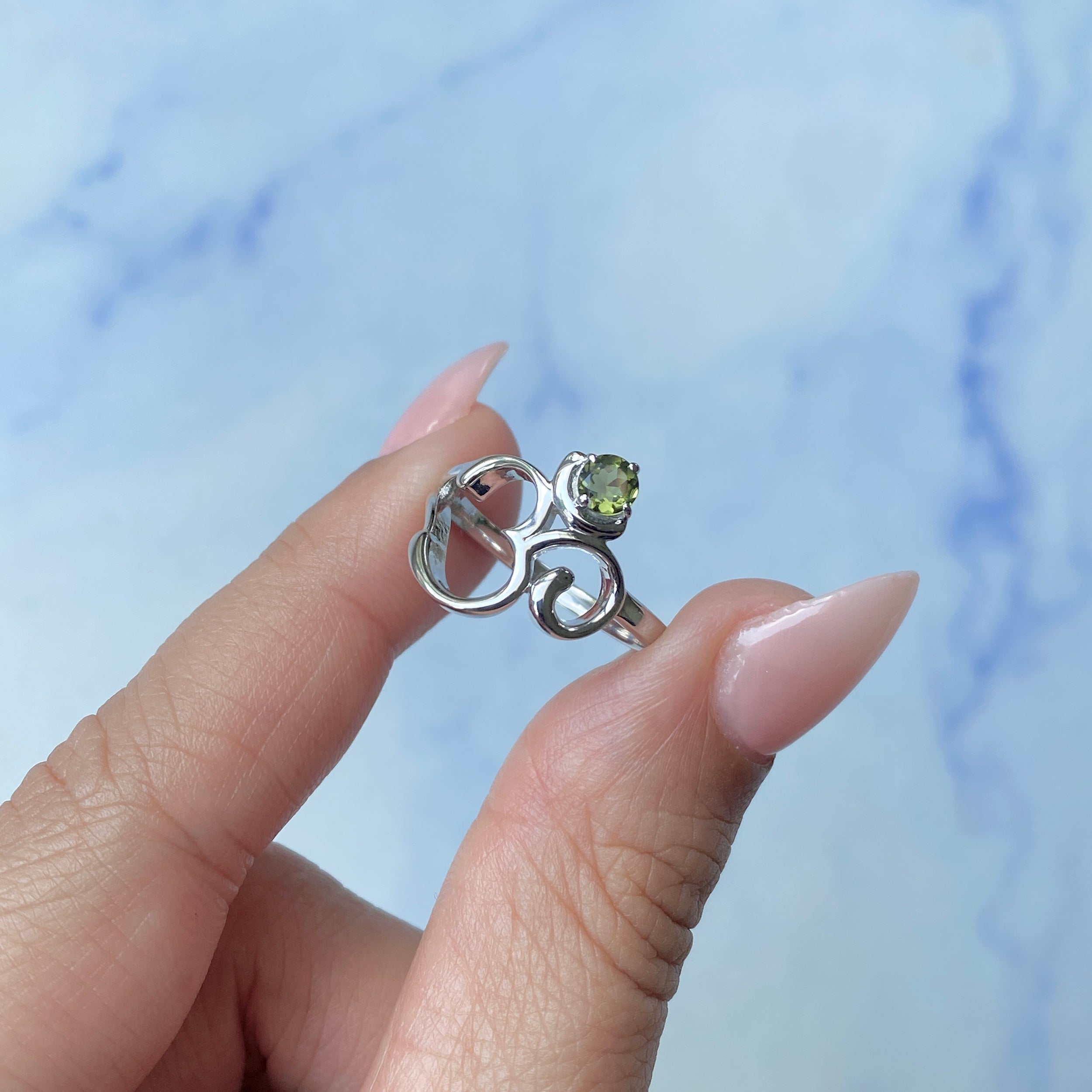 Moldavite OM Ring-(MLD-SR-2165.)