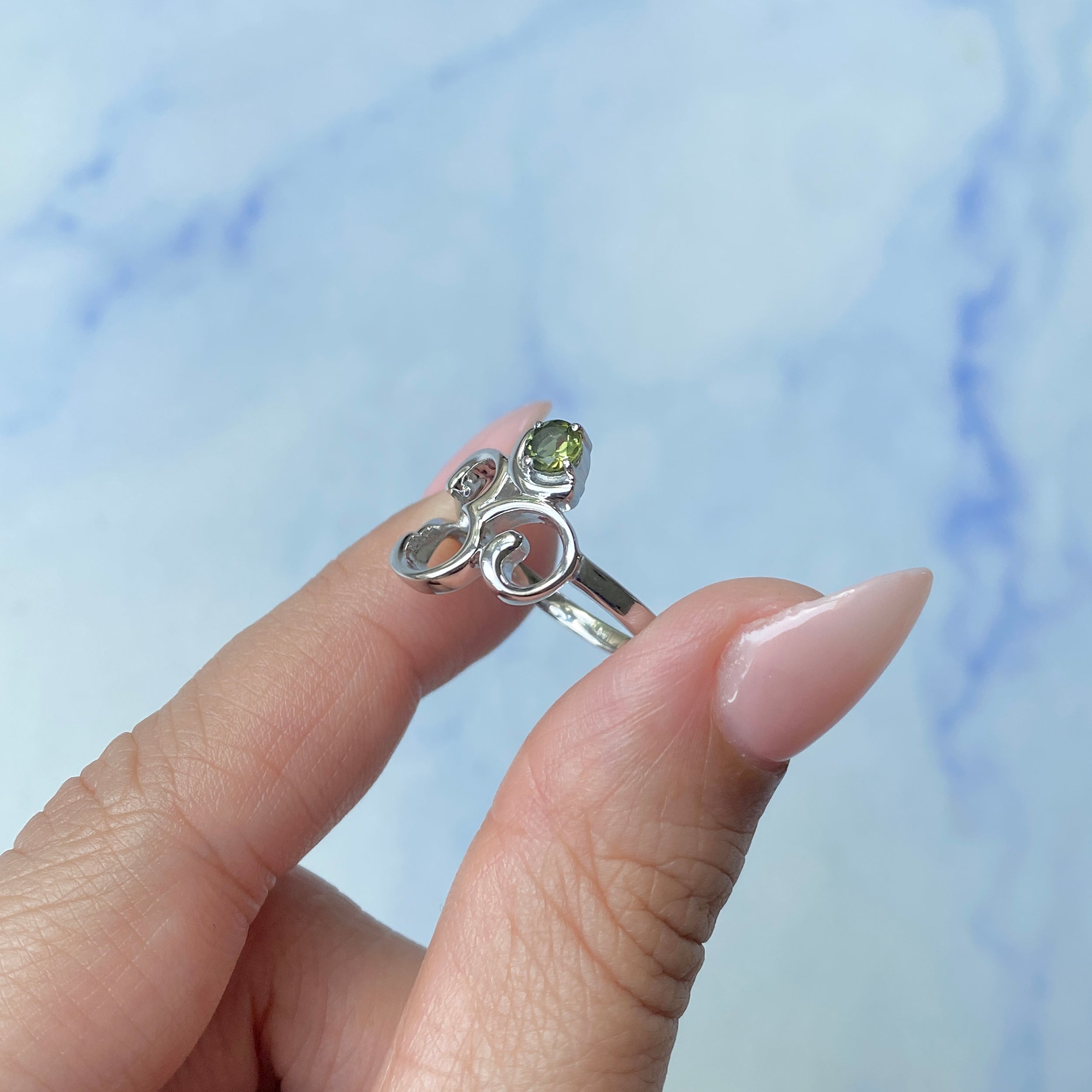 Moldavite OM Ring-(MLD-SR-2165.)
