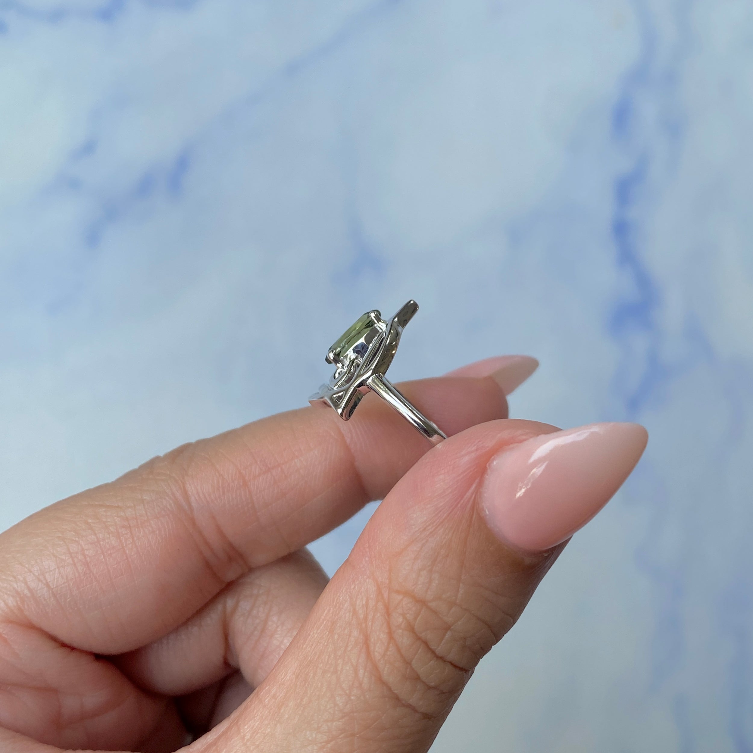 Moldavite Triquetra Ring-(MLD-SR-2166.)