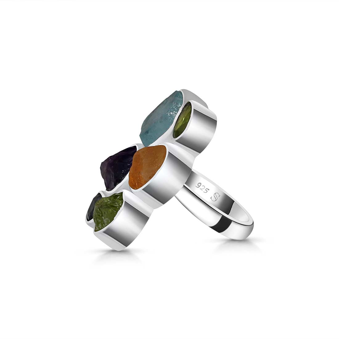 Multi Gemstone Adjustable Ring-(MLS-R-17.)