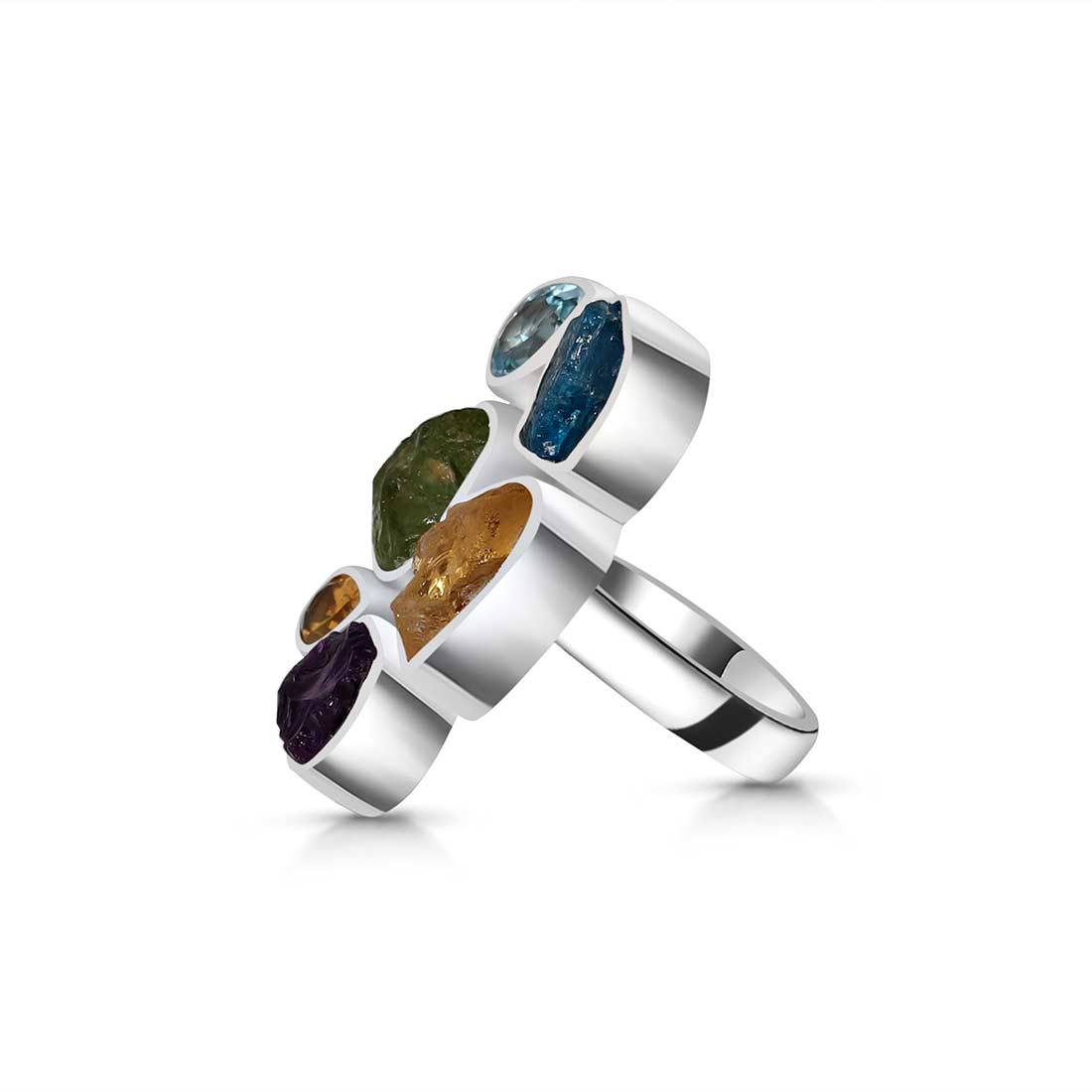 Multi Gemstone Adjustable Ring-(MLS-R-21.)