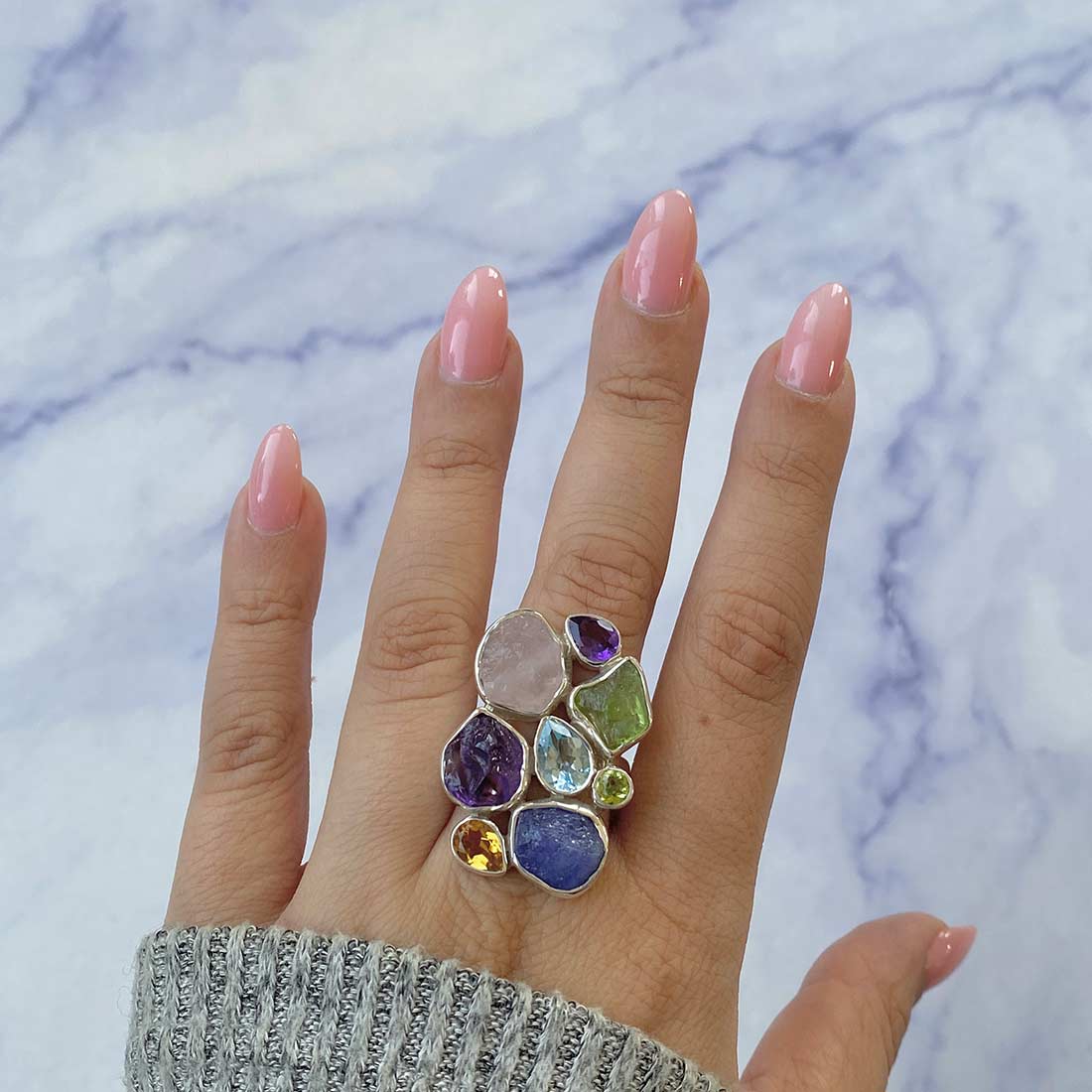 Multi Gemstone Rings | 925 Sterling Silver Multi Gemstone Rings For ...