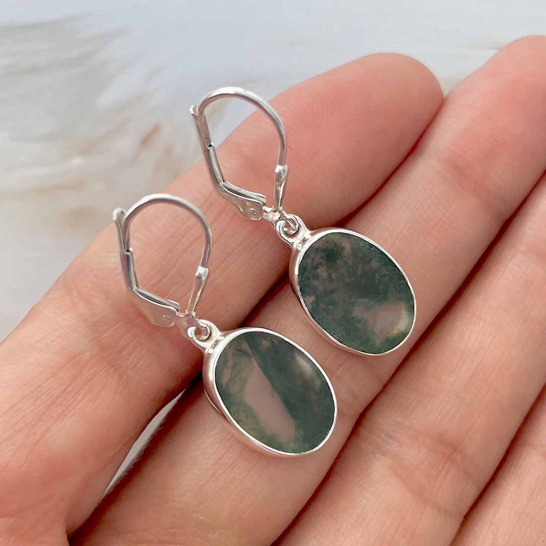 Moss Agate Earring-(MOA-E-107.)