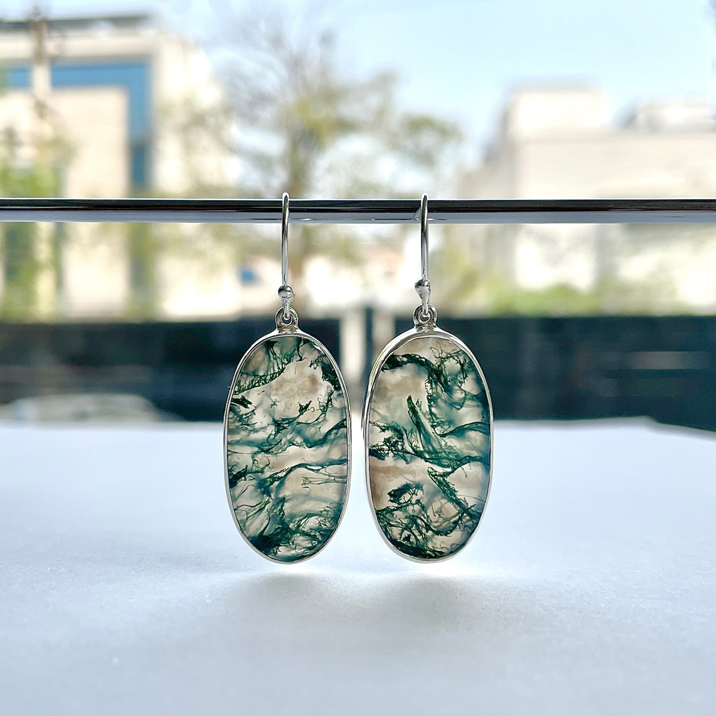 Moss Agate Earring-(MOA-E-157.)
