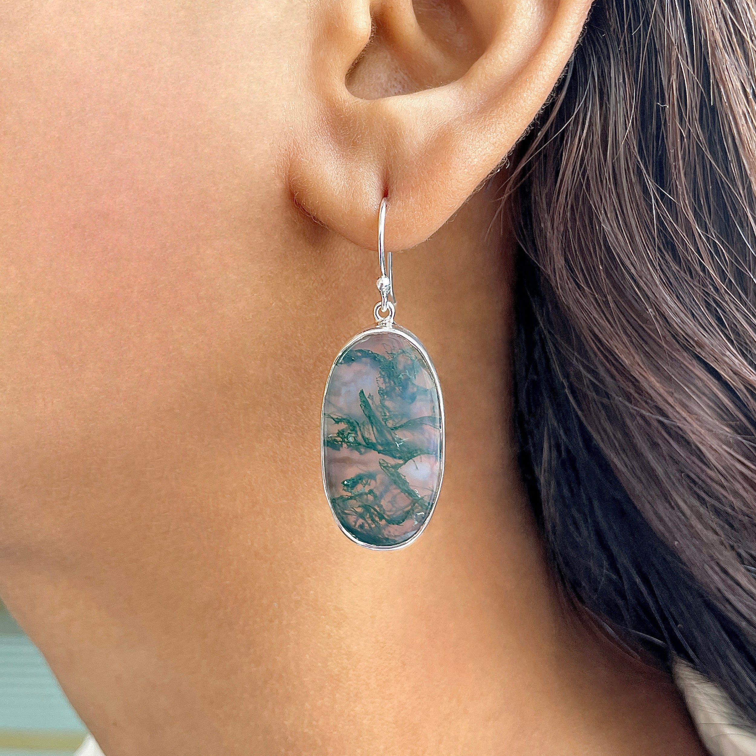 Moss Agate Earring-(MOA-E-157.)