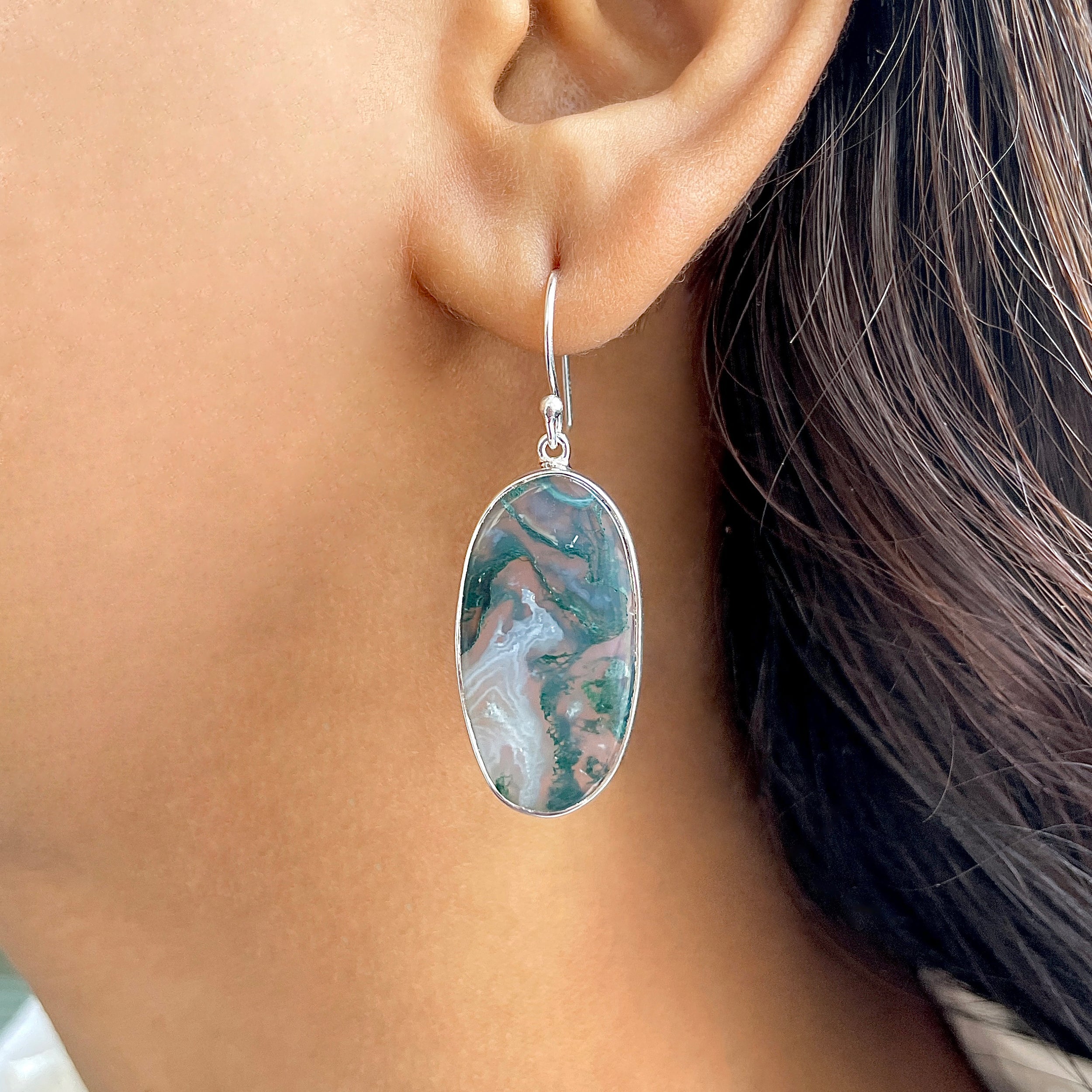 Moss Agate Earring-(MOA-E-158.)