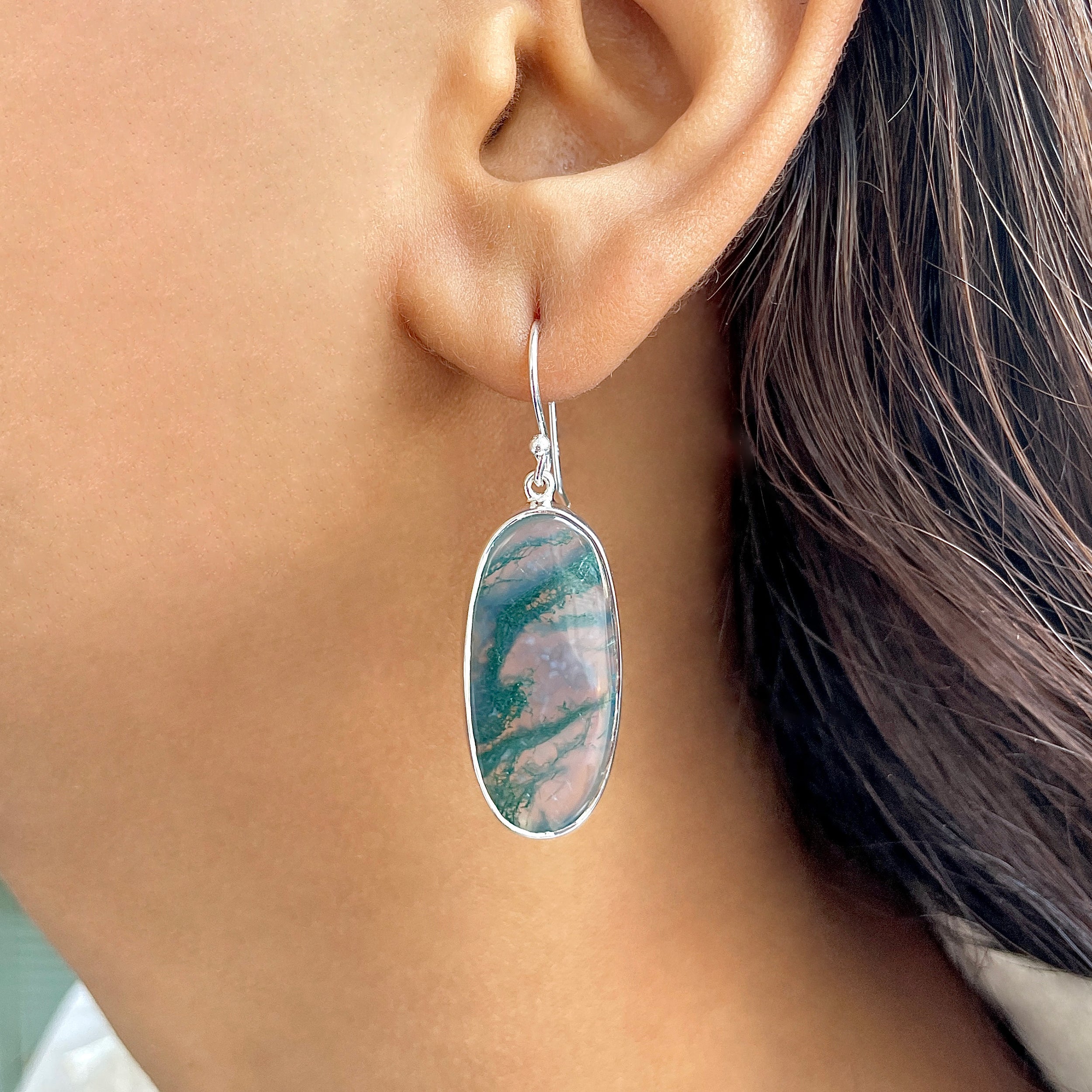 Moss Agate Earring-(MOA-E-159.)