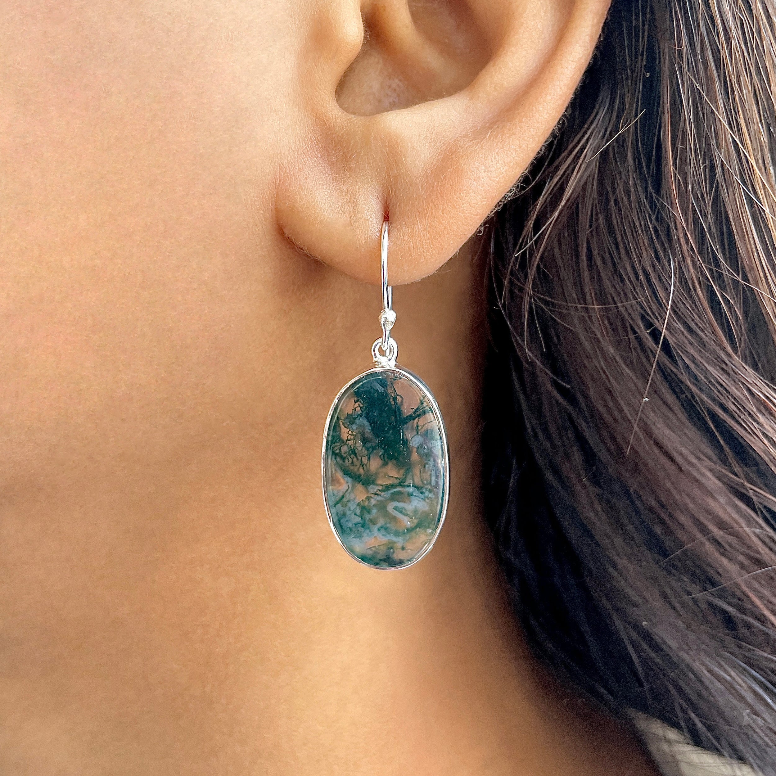Moss Agate Earring-(MOA-E-161.)