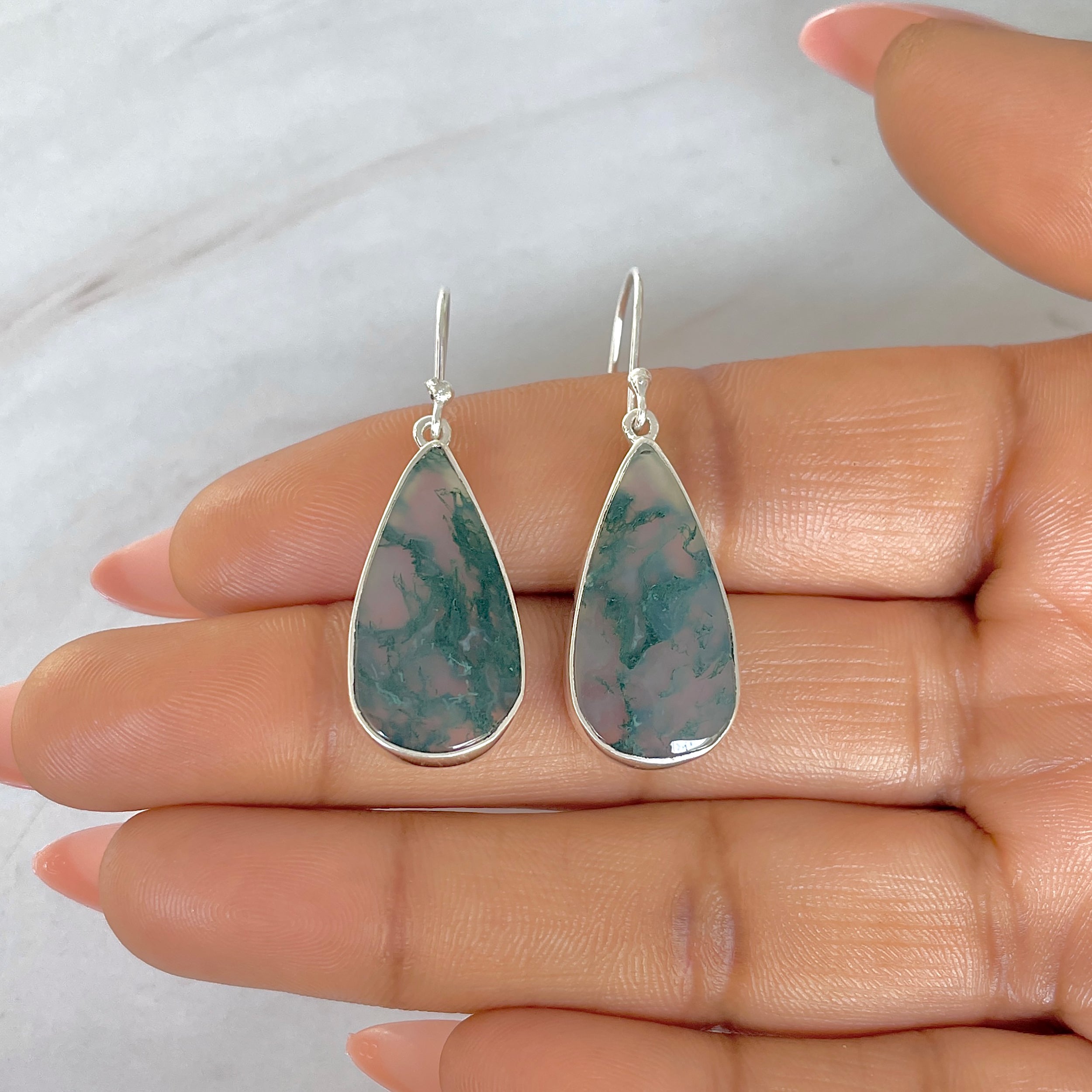 Moss Agate Earring-(MOA-E-163.)