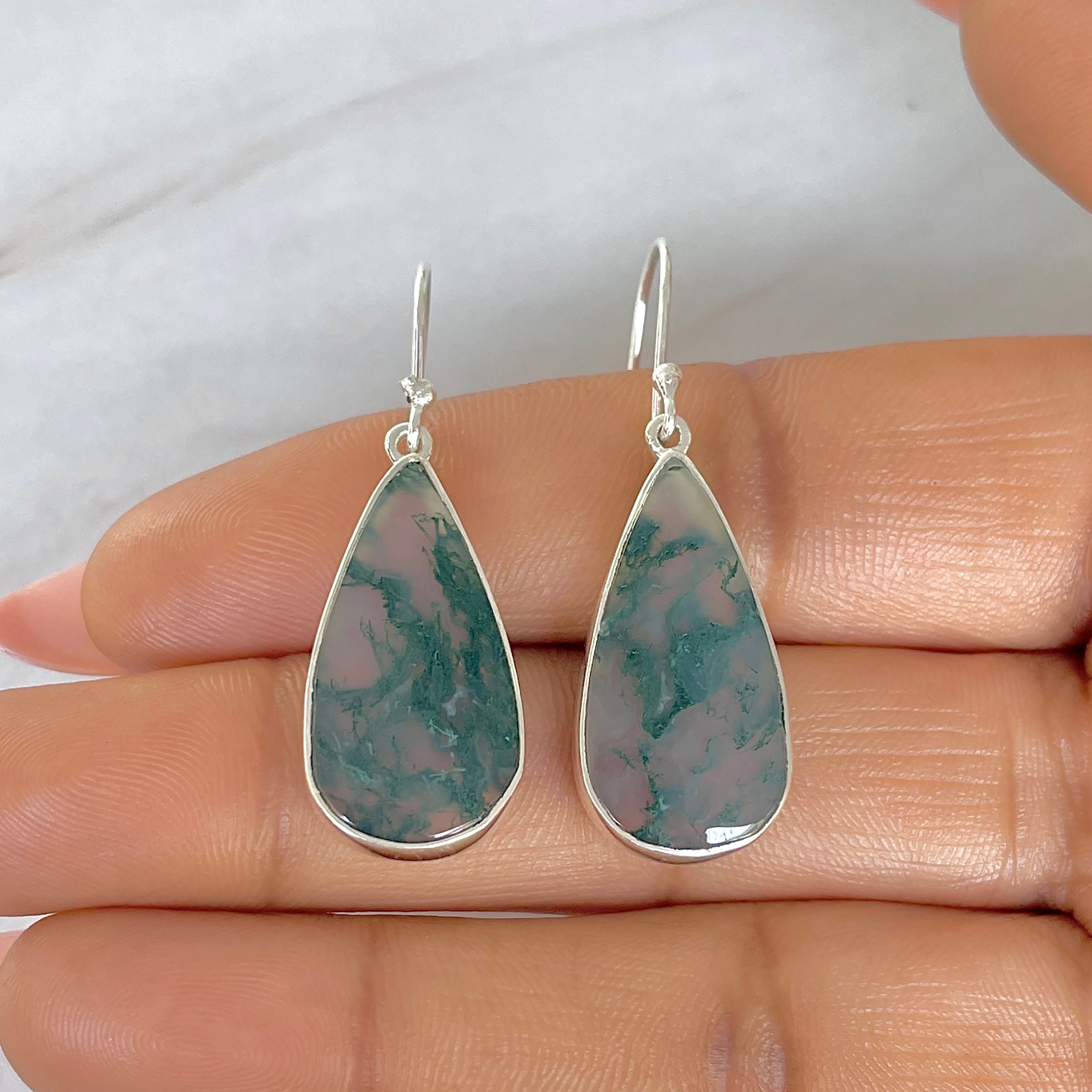 Moss Agate Earring-(MOA-E-163.)