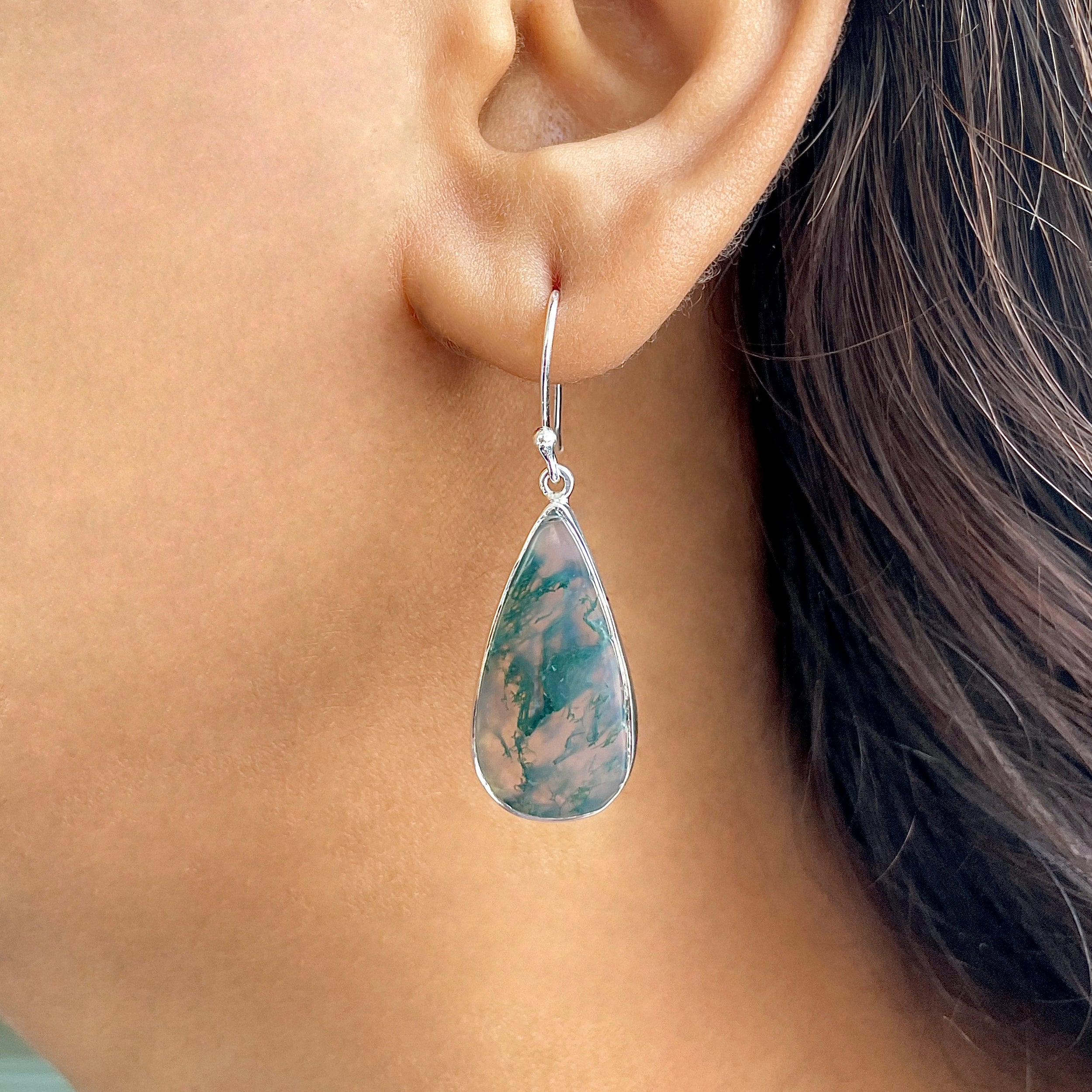 Moss Agate Earring-(MOA-E-163.)