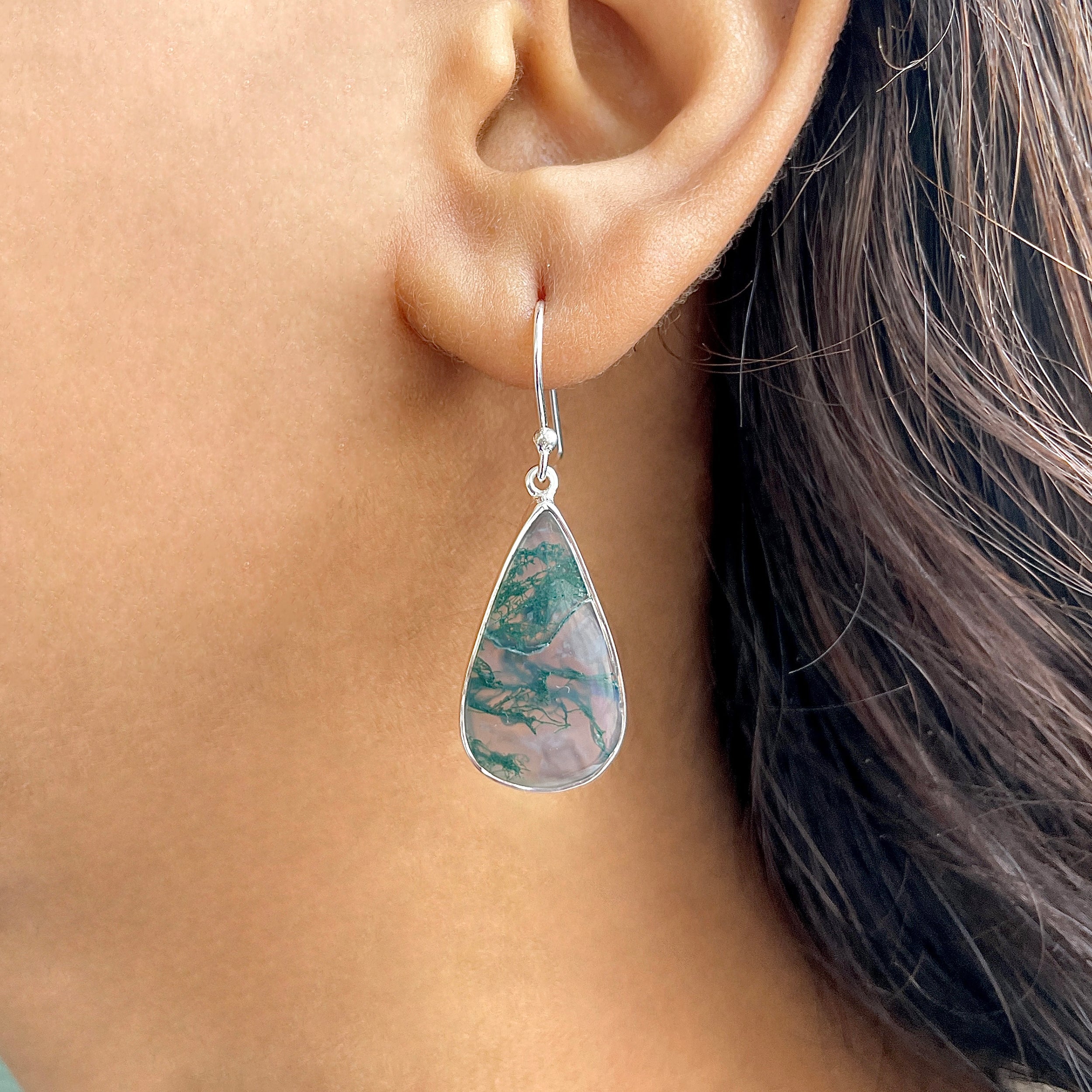 Moss Agate Earring-(MOA-E-164.)