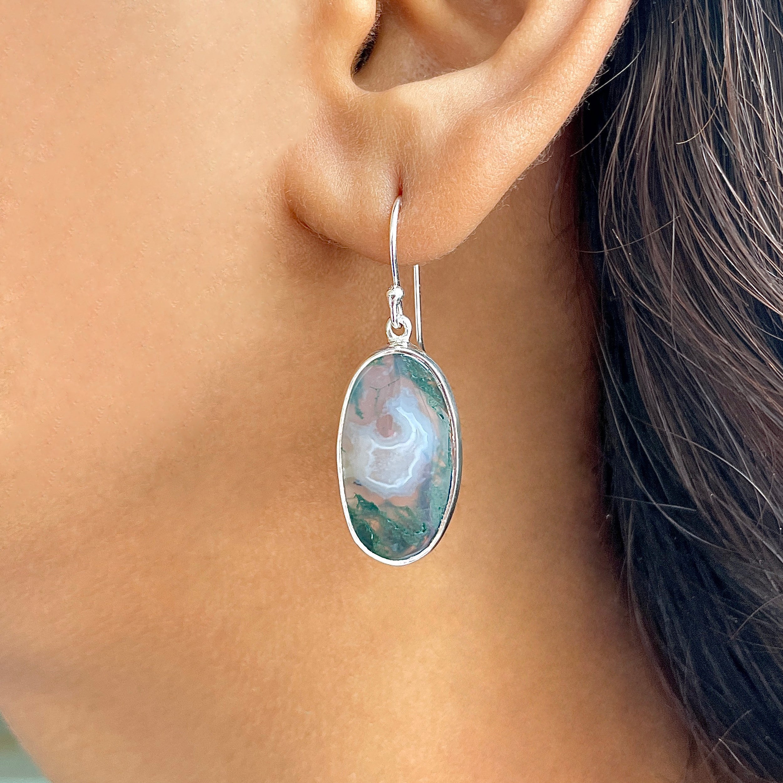 Moss Agate Earring-(MOA-E-165.)
